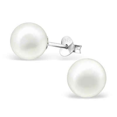 BUNGSA Ohrring-Set Ohrstecker Perle weiß aus 925 Silber Damen (1 Paar (2 Stück), 2-tlg), Ohrschmuck Ohrringe