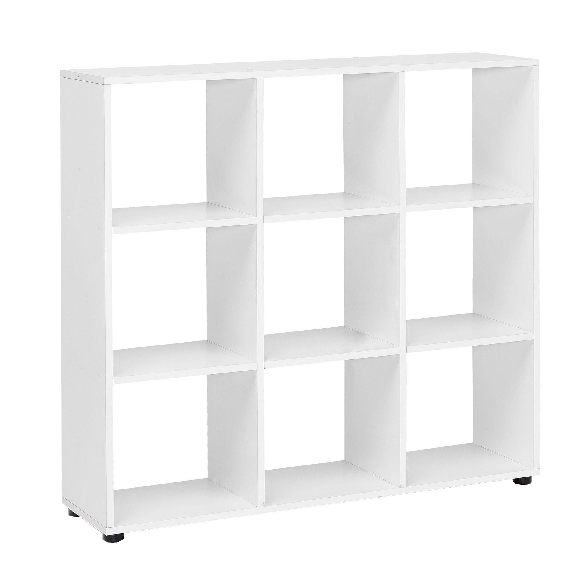 FINEBUY Standregal SuVa11686_1, mit 4 Fächern Weiß 108 x 104 x 29 cm, Bücherregal, Raumteiler Quadratisch, Würfelregal Modern