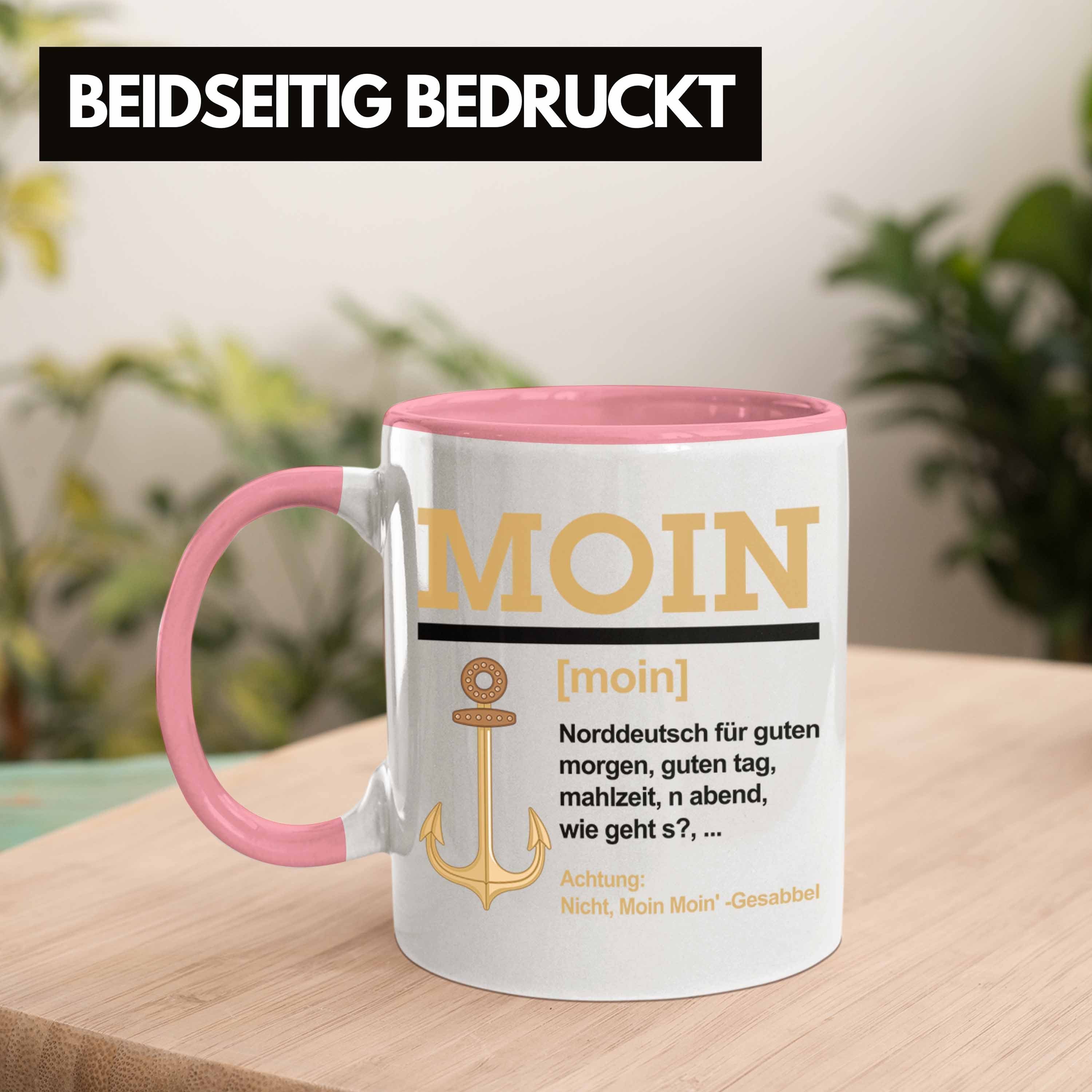 Tasse Kaffeetasse Tasse Moin Slang Rosa Geschenk Norddeutschland Trendation