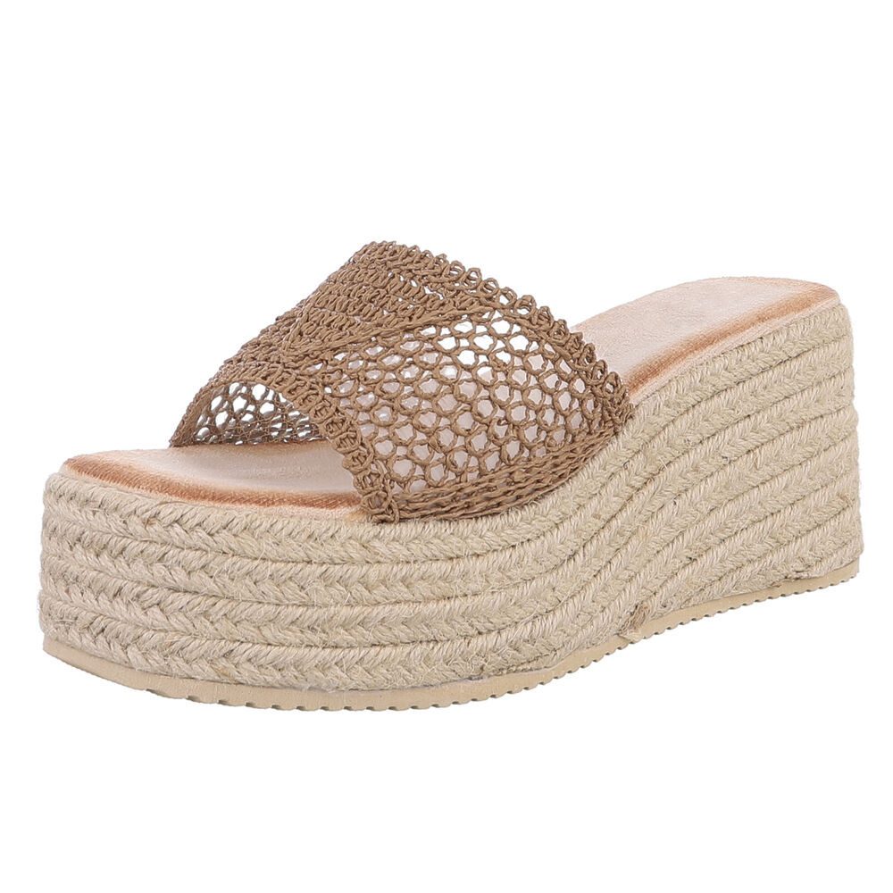 Modische Wedges mit geflochtener Sohle für Damen Plateausandaletten