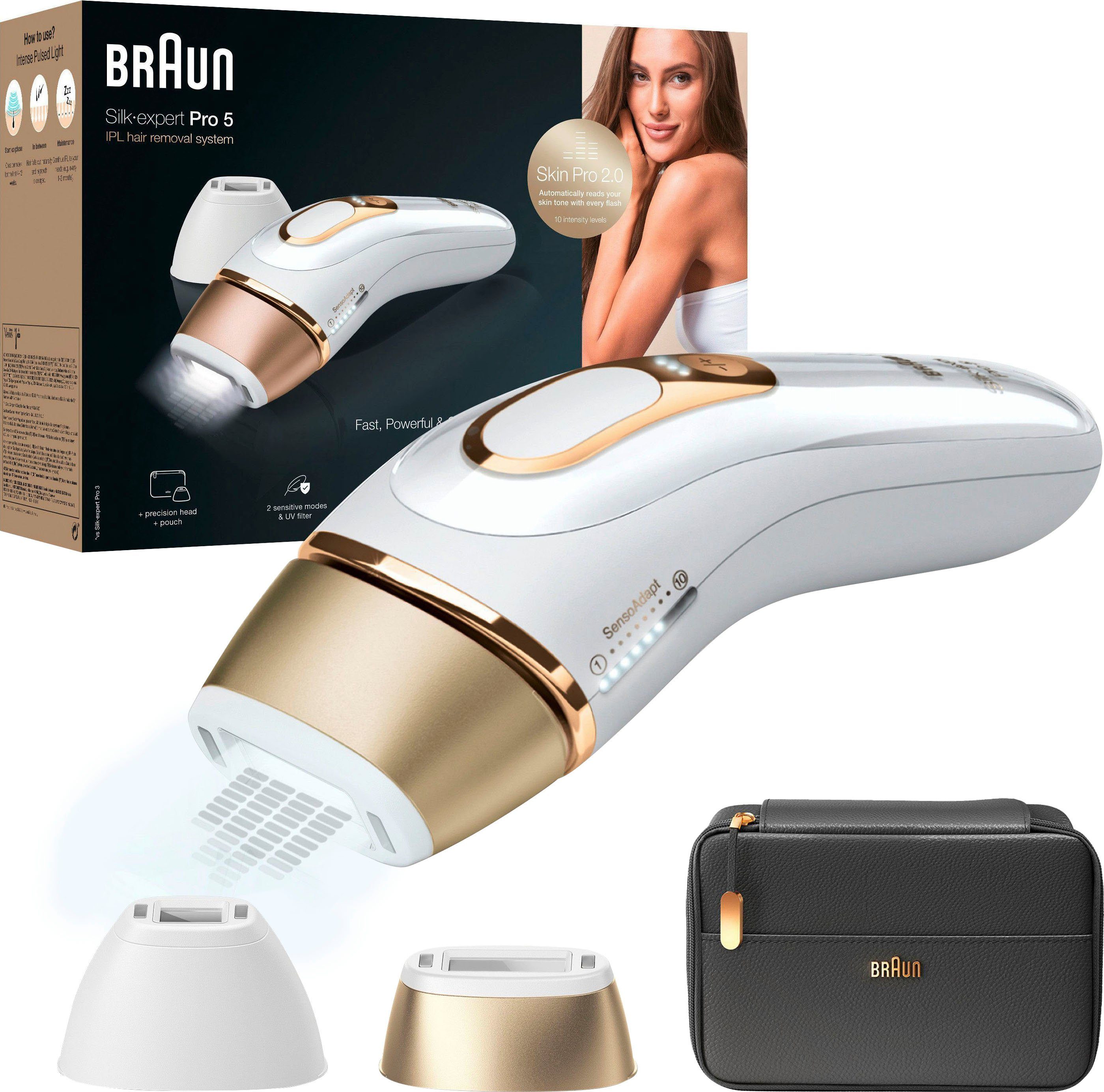 Braun IPL-Haarentferner Silk-expert Pro IPL PL5140, 400.000 Lichtimpulse, Skin Pro 2.0 Sensor