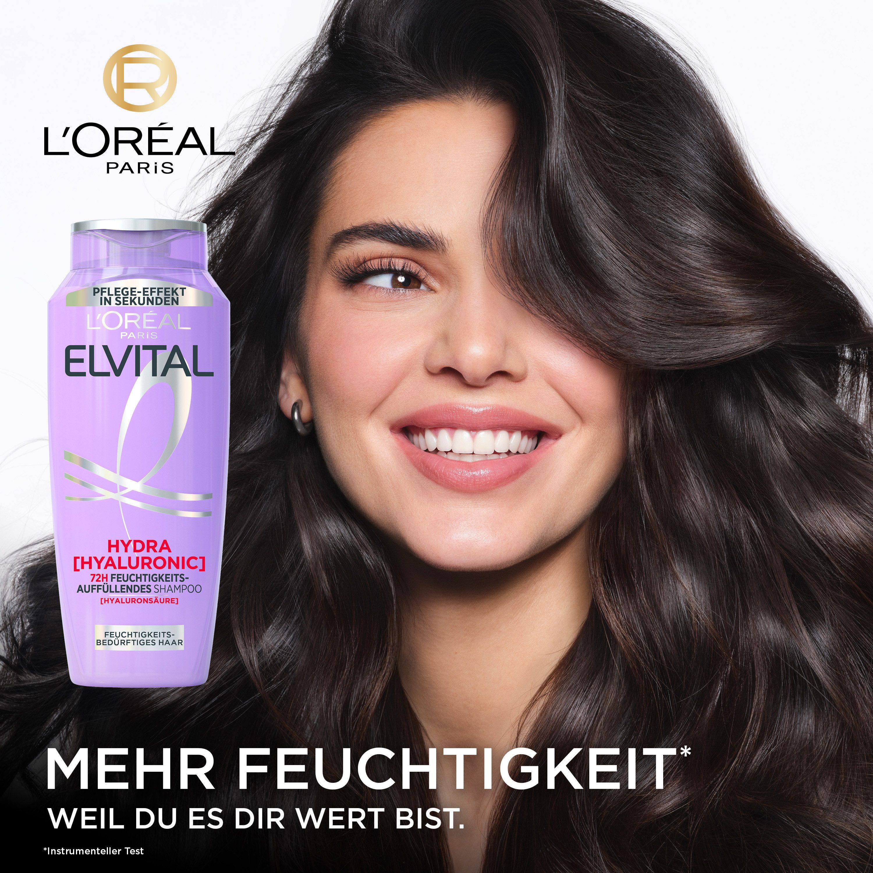 L'ORÉAL PARIS Haarshampoo L'Oréal Paris Elvital Hydra [Hyaluronic] Shampoo, Packung, 6-tlg., Hyaluronsäure für trockenes Haar, spendet 72h lang Feuchtigkeit.