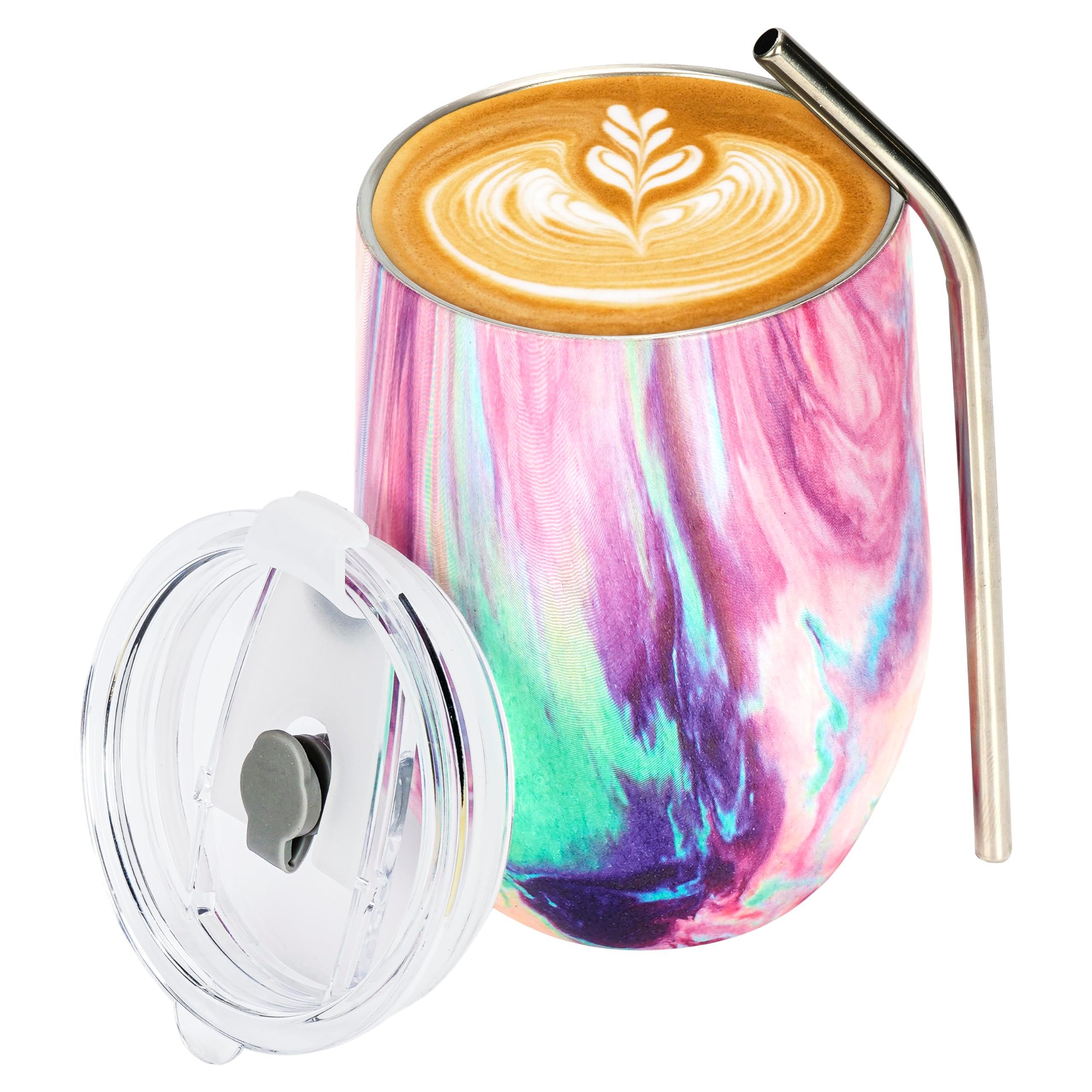 Belle Vous Thermobecher BELLE VOUS Edelstahl Isolierbecher 350 ml mit Strohhalm, Edelstahl