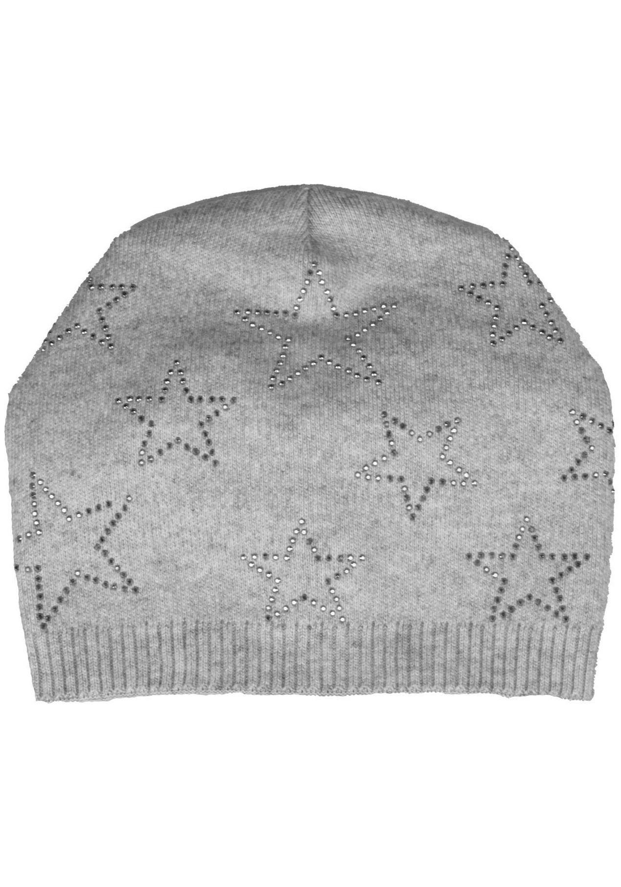 York New mit hellgrau-meliert Strickbeanie Capelli Schmucksteinen Beanie