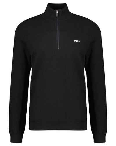 BOSS Strickpullover Herren Strickpullover MOMENTUM-X_QZ mit Schurwolle (1-tlg)