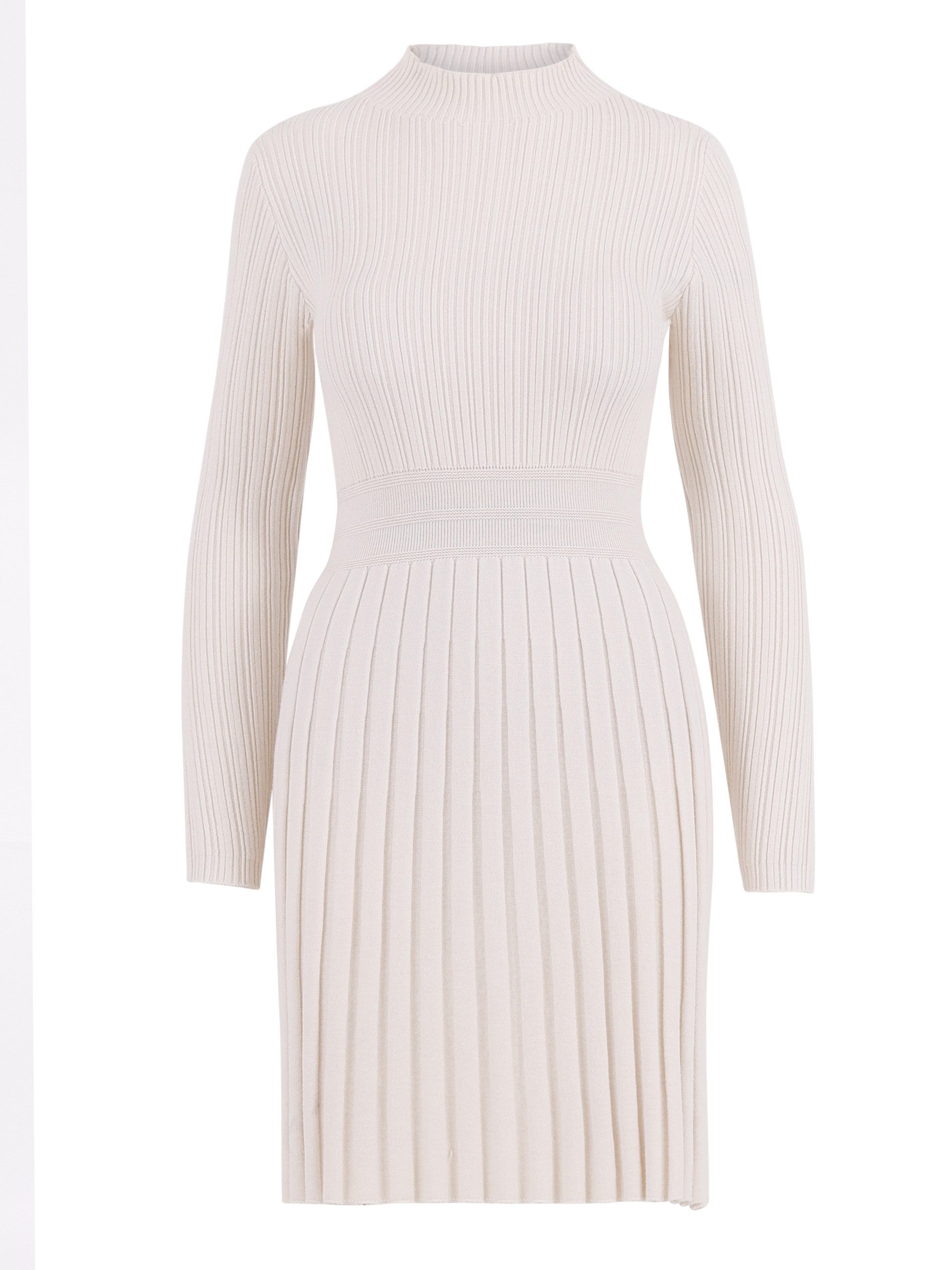 Strickkleid Rippenstrick-Kleid mit Stehkragen – One Size (34–40)