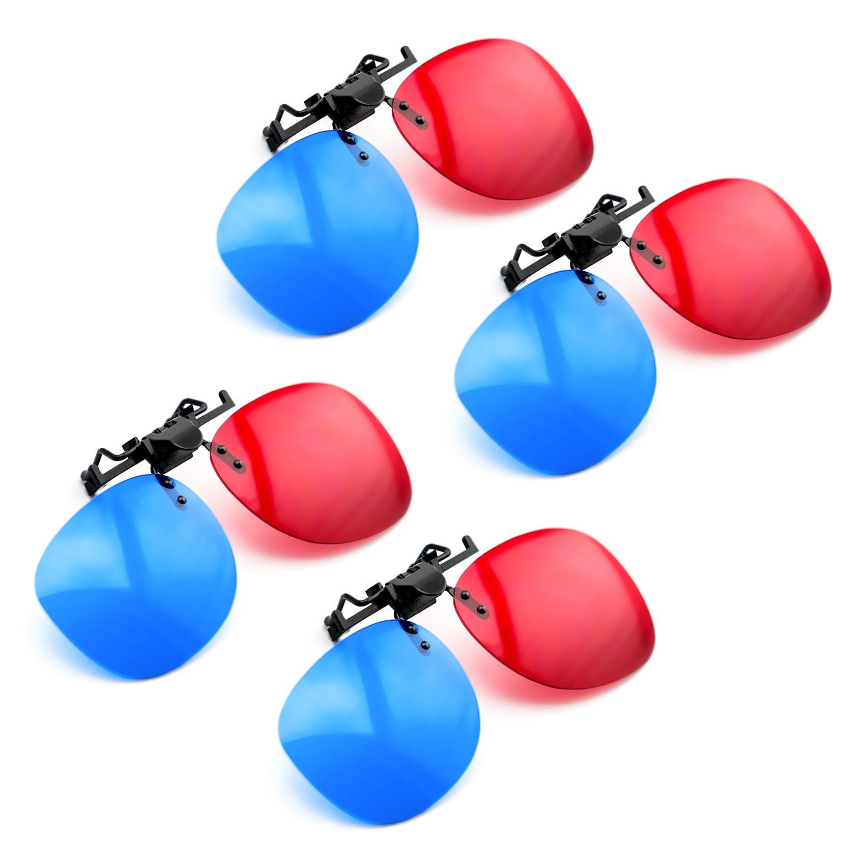 PRECORN Videobrille 4x 3D Brille Clip-On rot/blau (3D-Anaglyphenbrille) für Очкиträger