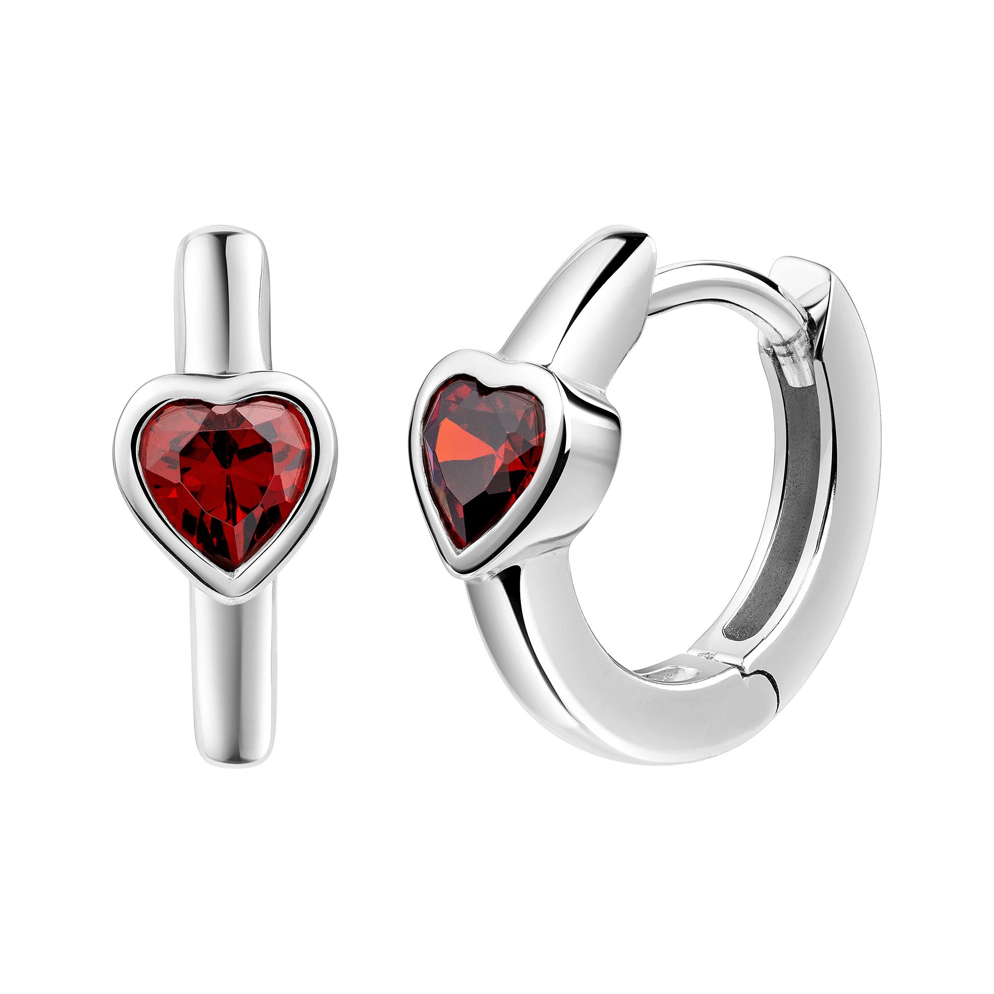 Firetti Paar Creolen Schmuck Geschenk Silber 925 Ohrschmuck Ohrringe Herz, mit Zirkonia (synth)
