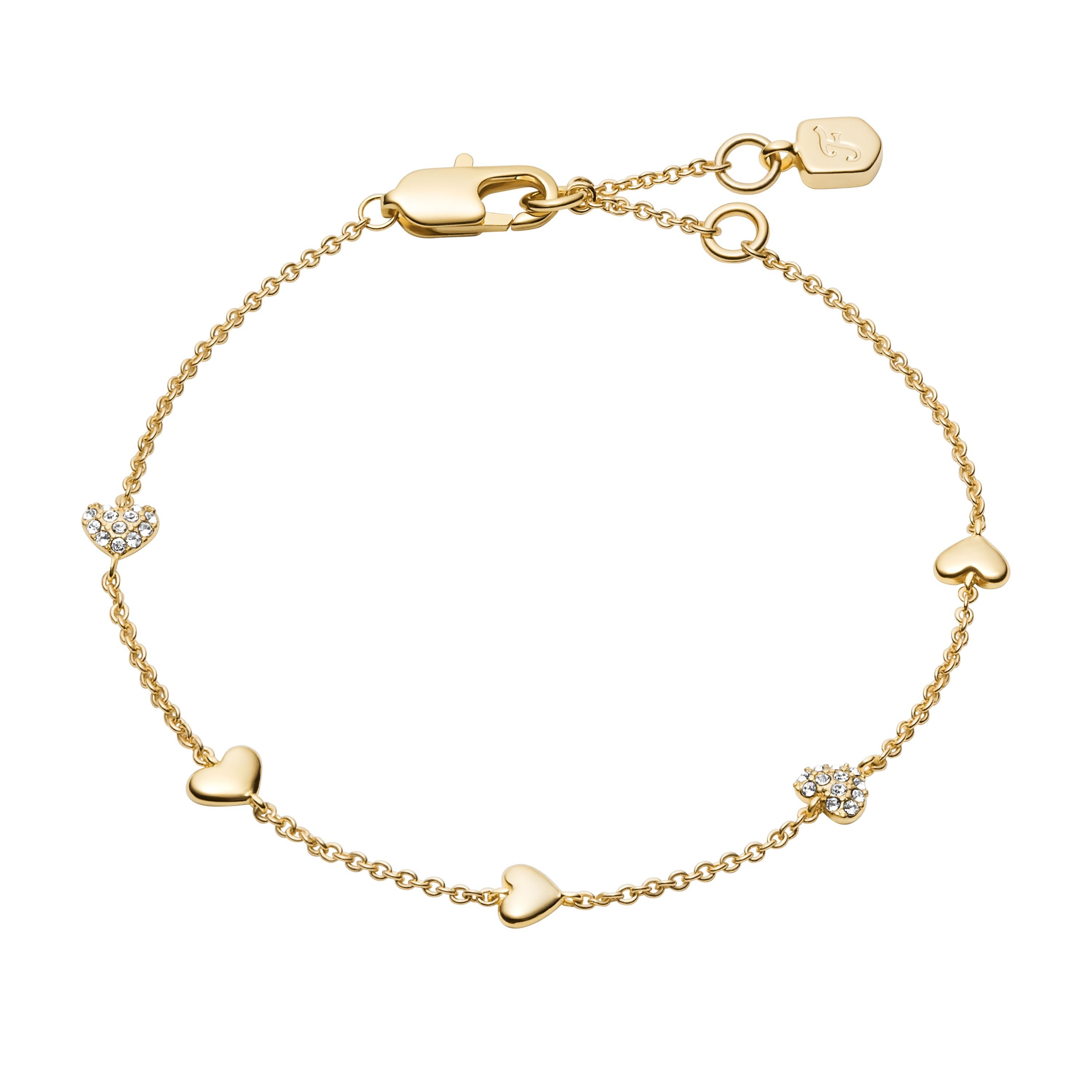Fossil Armband Schmuck Geschenk Metall SUTTON Herzen, mit Glasstein