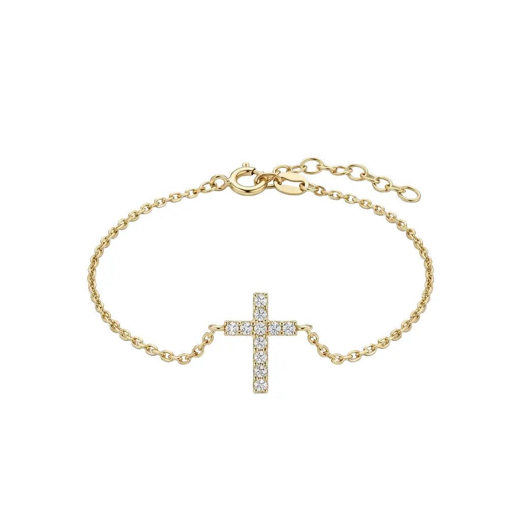 Goldarmband 375 Echtgold Cruxelle Shine Kreuz Zirkonia