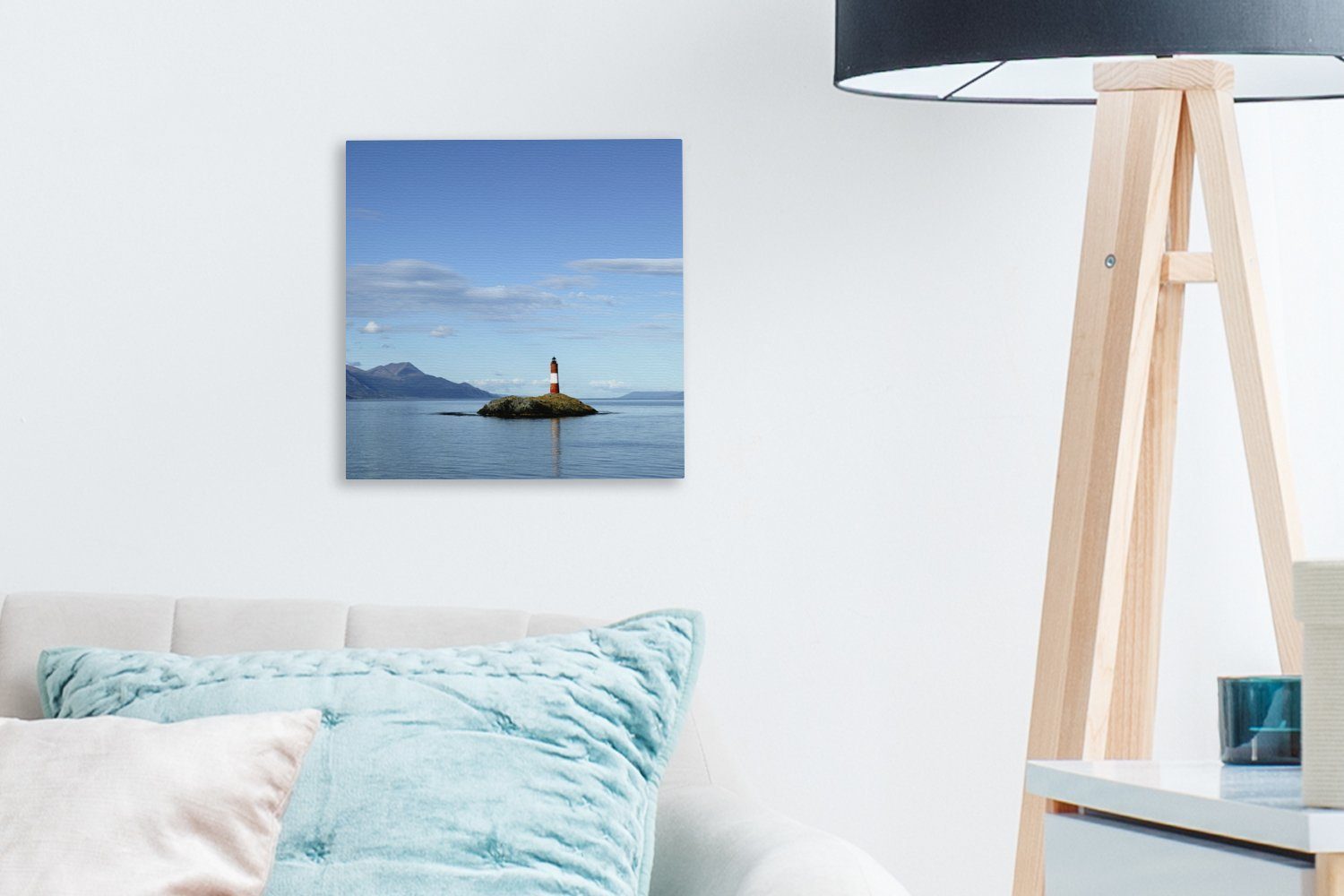 OneMillionCanvasses® Leinwandbild Leuchtturm Meer, Insel (1 für Schlafzimmer - St), - Bilder Wohnzimmer Leinwand