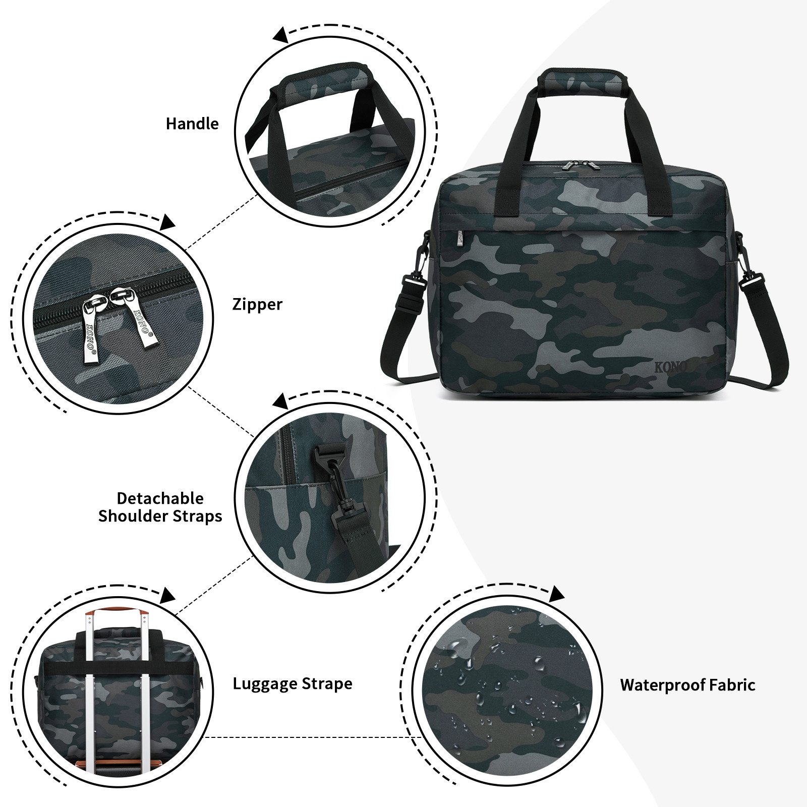 KONO Reisetasche Ryanair-Handgepäcktasche 40x30x20 cm für Damen & Herren