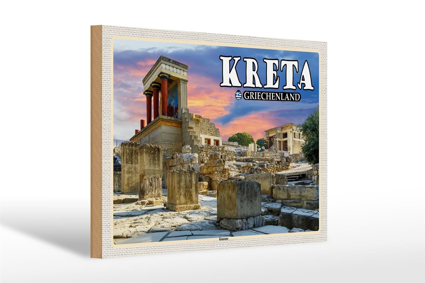 Holzbild Reise 30x20cm Kreta Griechenland Knossos Palastwooden sign