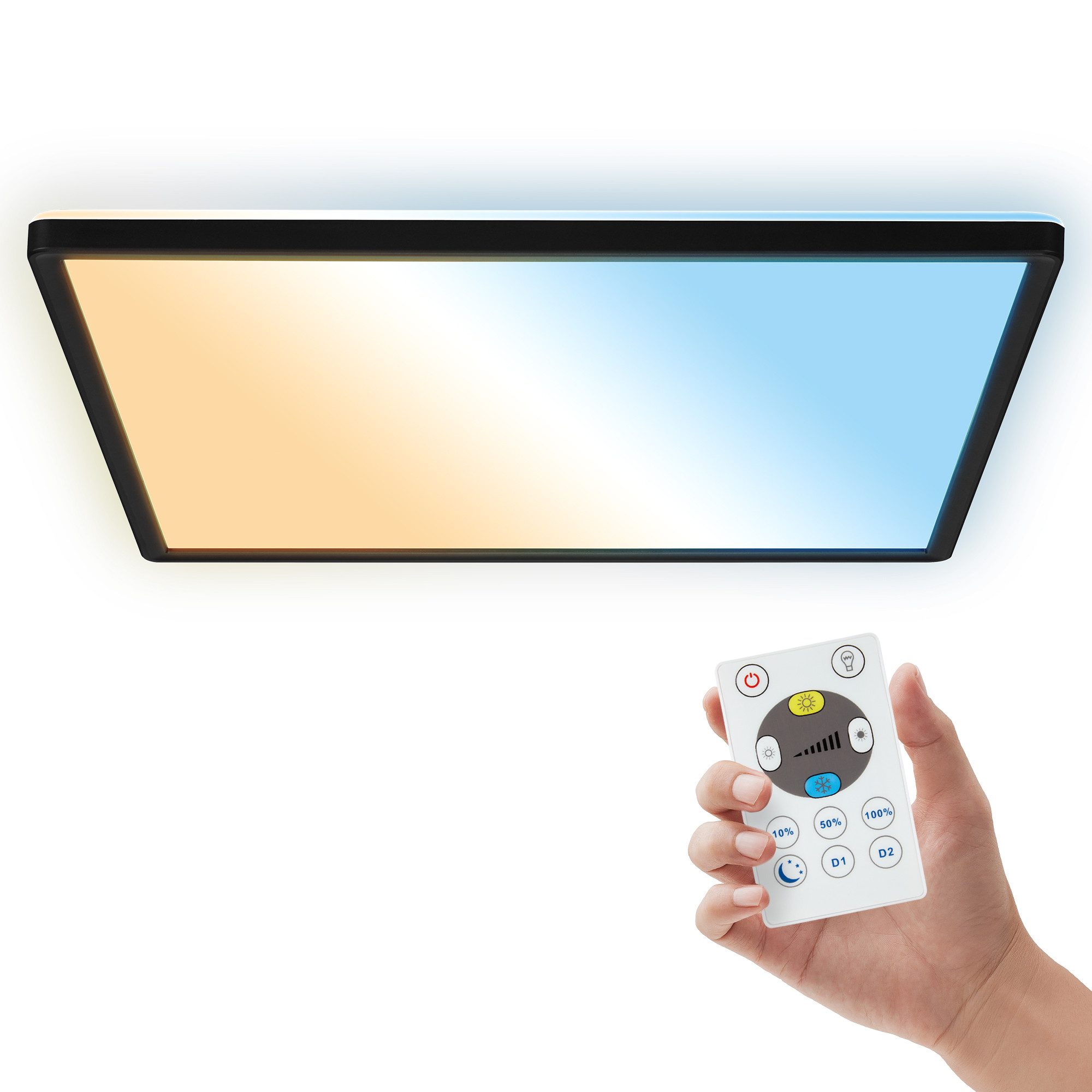 B.K.Licht LED Panel Deckenleuchte Wohnzimmer Flach Fernbedienung CCT Dimmbar IP44, LED fest integriert, CCT-Farbtemperatursteuerung, Badlampe, Badezimmer, Küche, Wohnzimmer