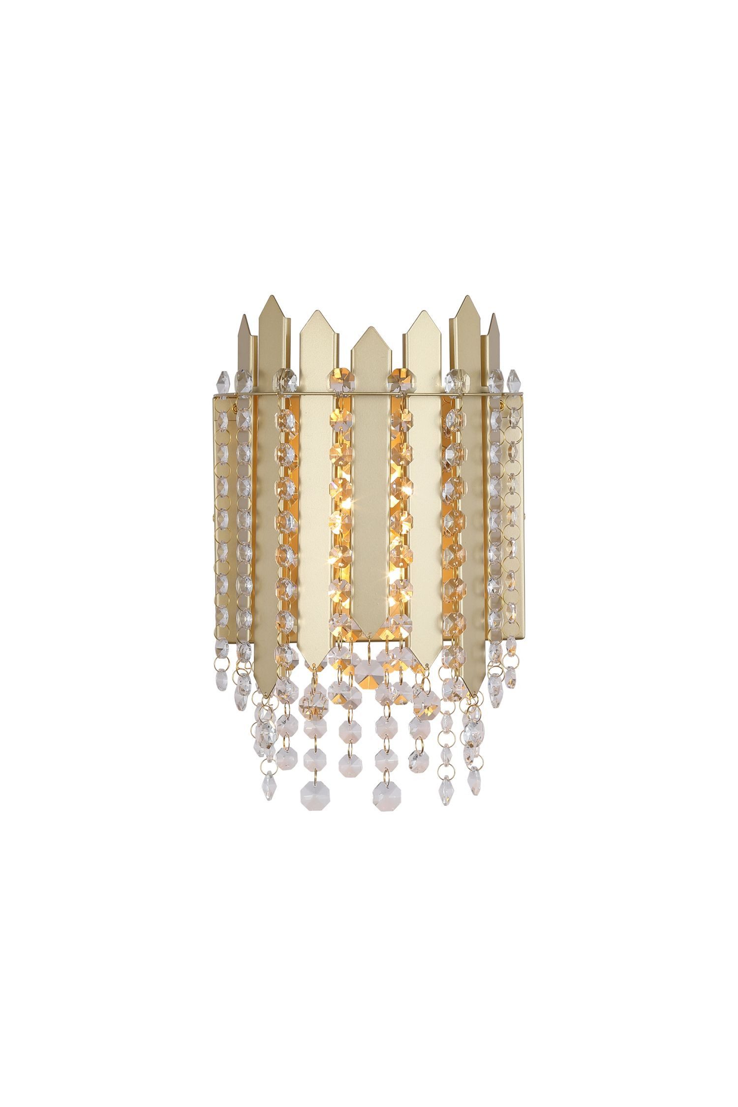 Licht-Erlebnisse Wandleuchte FUPE, ohne Leuchtmittel, Metall Glas E14 31 cm hoch in Gold 2-flammig Klassisch Kristall