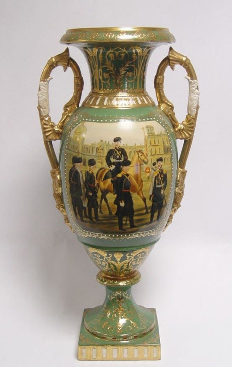 Casa Padrino Dekoobjekt Barock Porzellan Vase mit 2 Griffen H. 54 cm - Luxus Hotel Vase