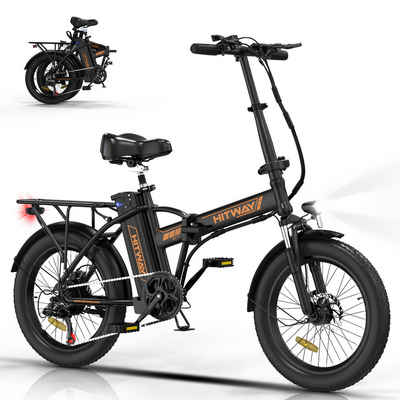 HITWAY E-Bike 20" 3,0 Fat Tire klapprad,Elektrofahrrad/36V/11,2Ah,SHIMANO, 7 Gang SHIMANO, Kettenschaltung, Heckmotor, 432 Wh akku, E-Mountainbike Damen/Herren 160 - 185 cm, +Fahrradpump-Schloss,StVZO