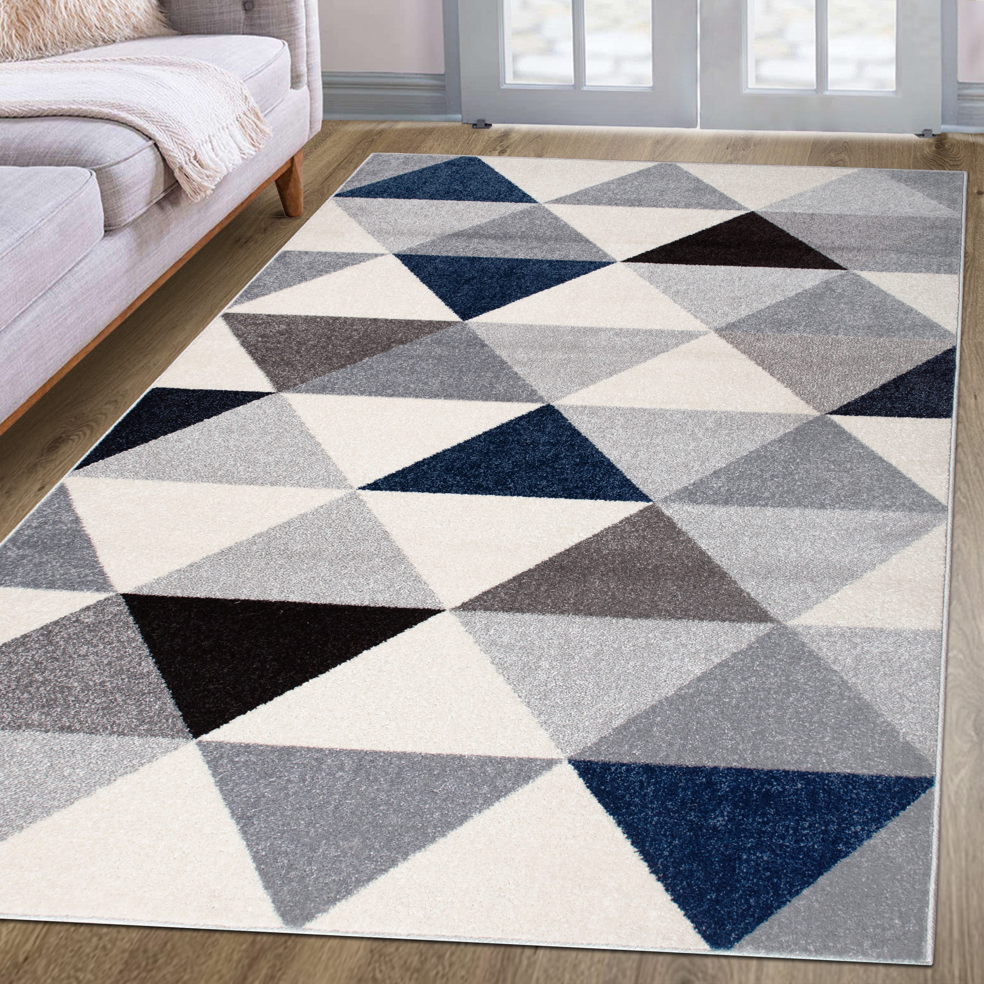 my home Teppich Berlad Geo, rechteckig, Höhe: 9 mm, mit besonders weichem Flor, Kurzflor, modernes geometrisches Design