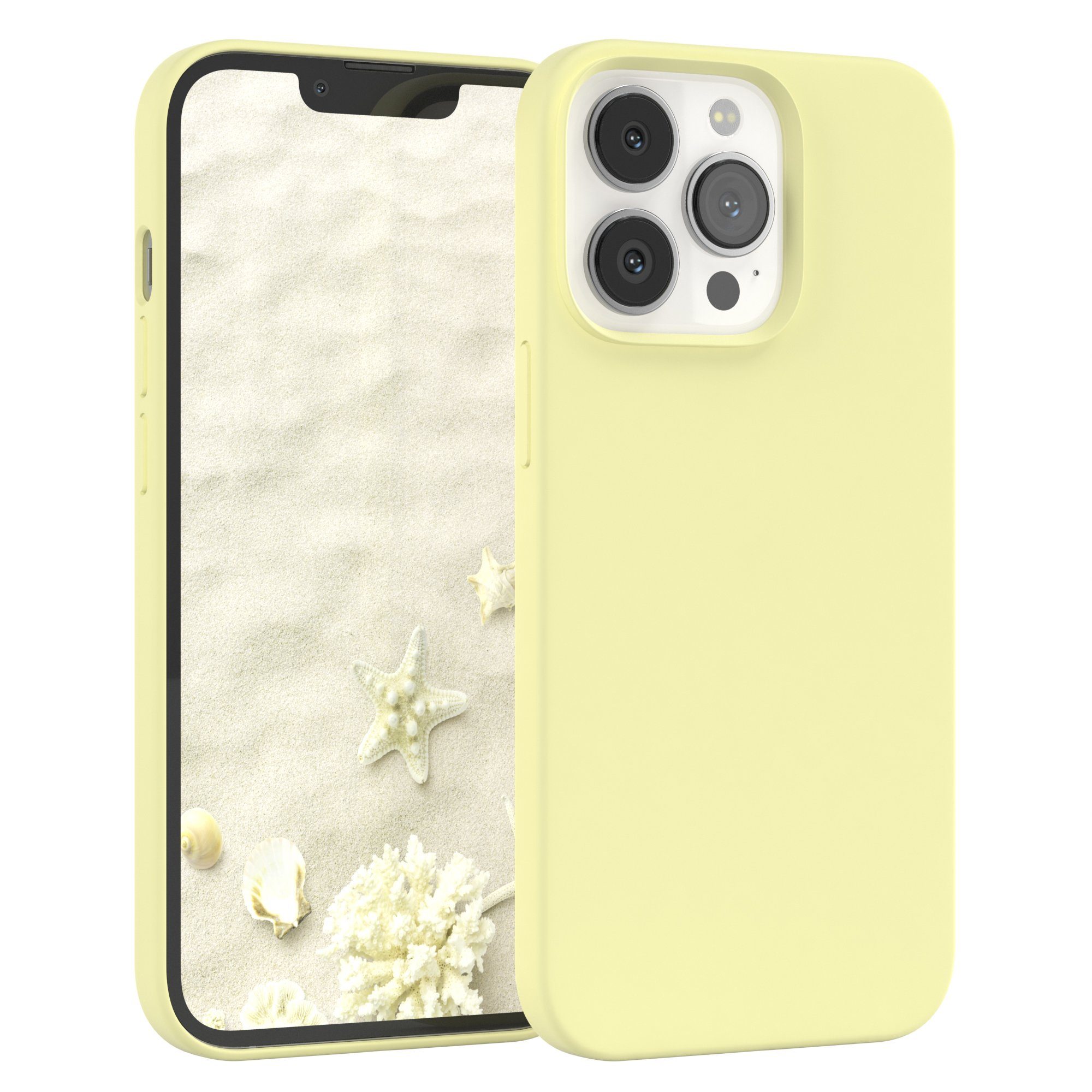 EAZY CASE Handyhülle Premium Silikon Case für Apple iPhone 13 Pro 6,1 Zoll, Slimcover Handy Softcase Silikon Schutzhülle mit Kameraschutz Gelb