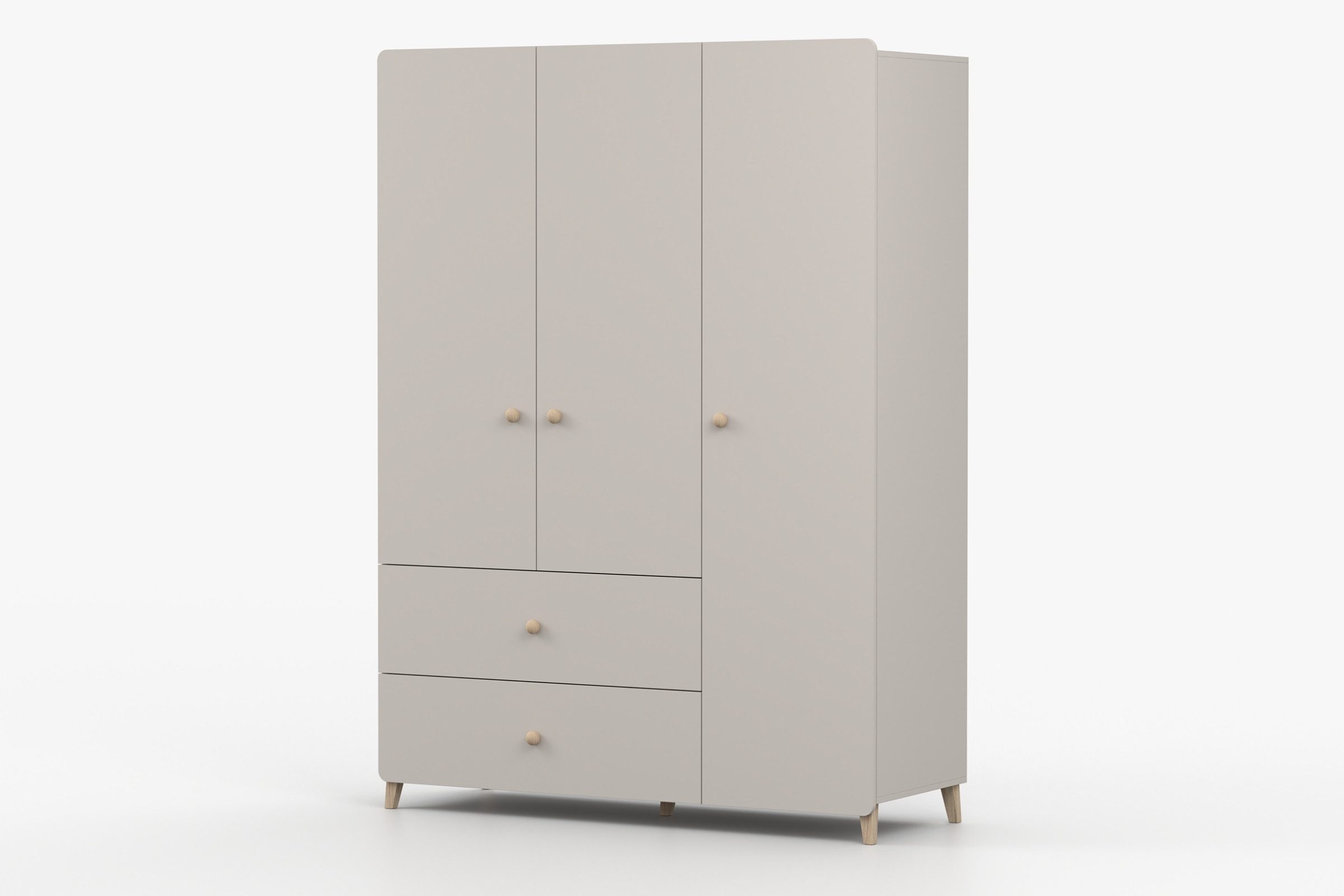 Deine Möbel 24 Kleiderschrank MARCO 01 120 cm kaschmir 3-türig mit 2 Schubladen und Kleiderstange (Set, 1-St., MARCO - Kollektion) Kinderkleiderschrank ideal für Kinder- & Jugendzimmer