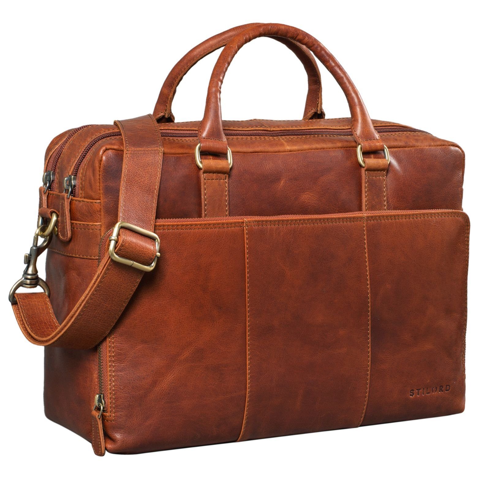 STILORD Laptoptasche "Isaac" Leder Businesstasche Vintage maraska - braun