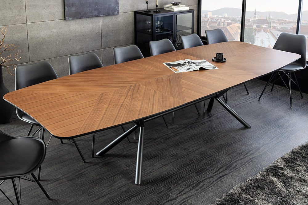 riess-ambiente Esstisch GRANDEZZA 180-270cm natur/schwarz - Walnussfurnier, Metall, Ausziehbar (Einzelartikel, 1-St), Industrial Ausziehtisch - ideal für Konferenzraum, Wohn- und Esszimmer