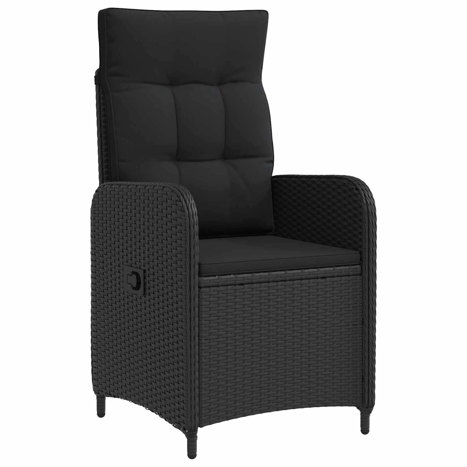 vidaXL Gartenstuhl Verstellbarer Gartenstuhl Schwarz Poly-Rattan (1 St)