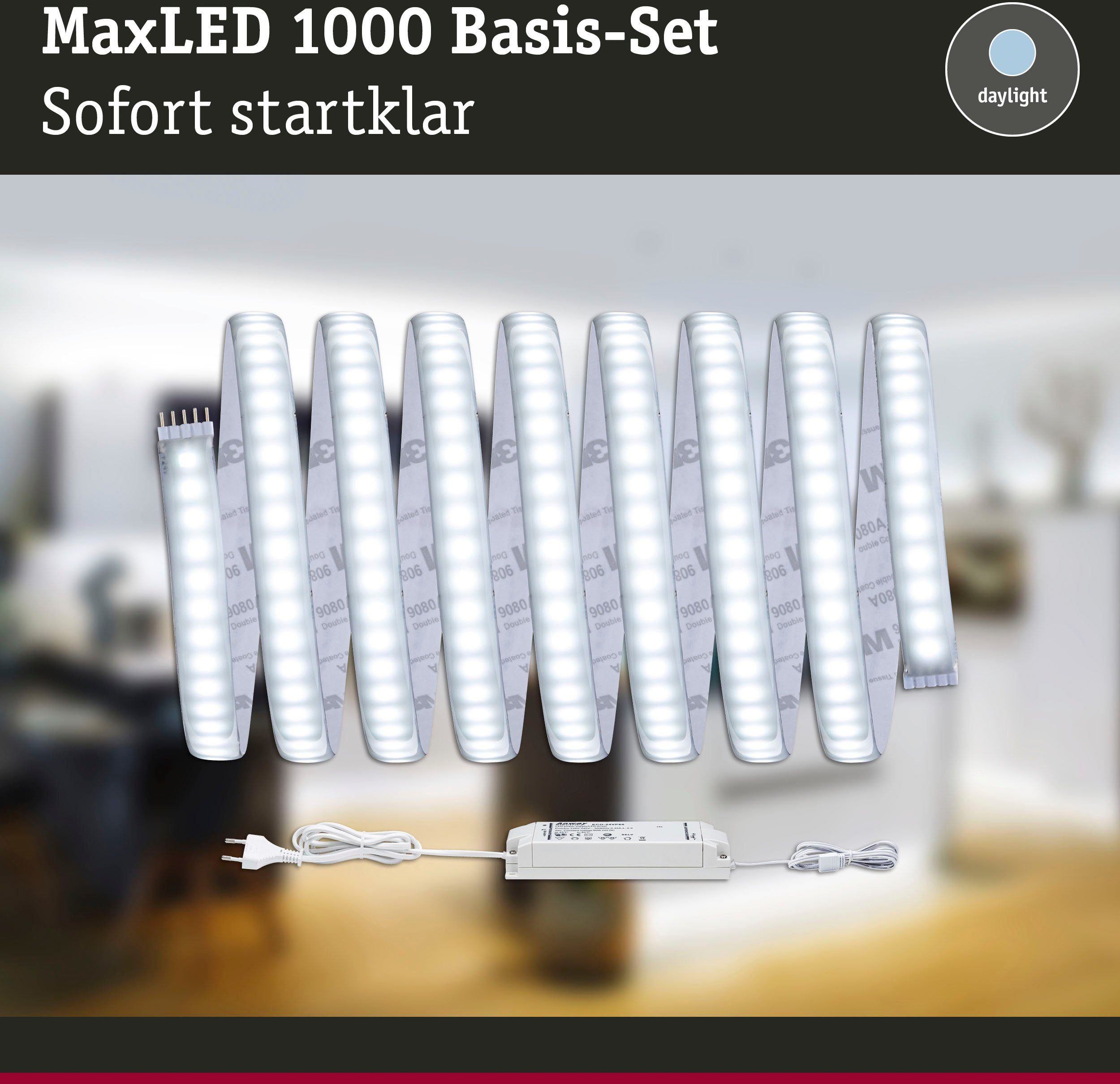 1-flammig Paulmann Tageslichtweiß 3m LED-Streifen 1000 34W MaxLED IP44 3300lm beschichtet, Basisset