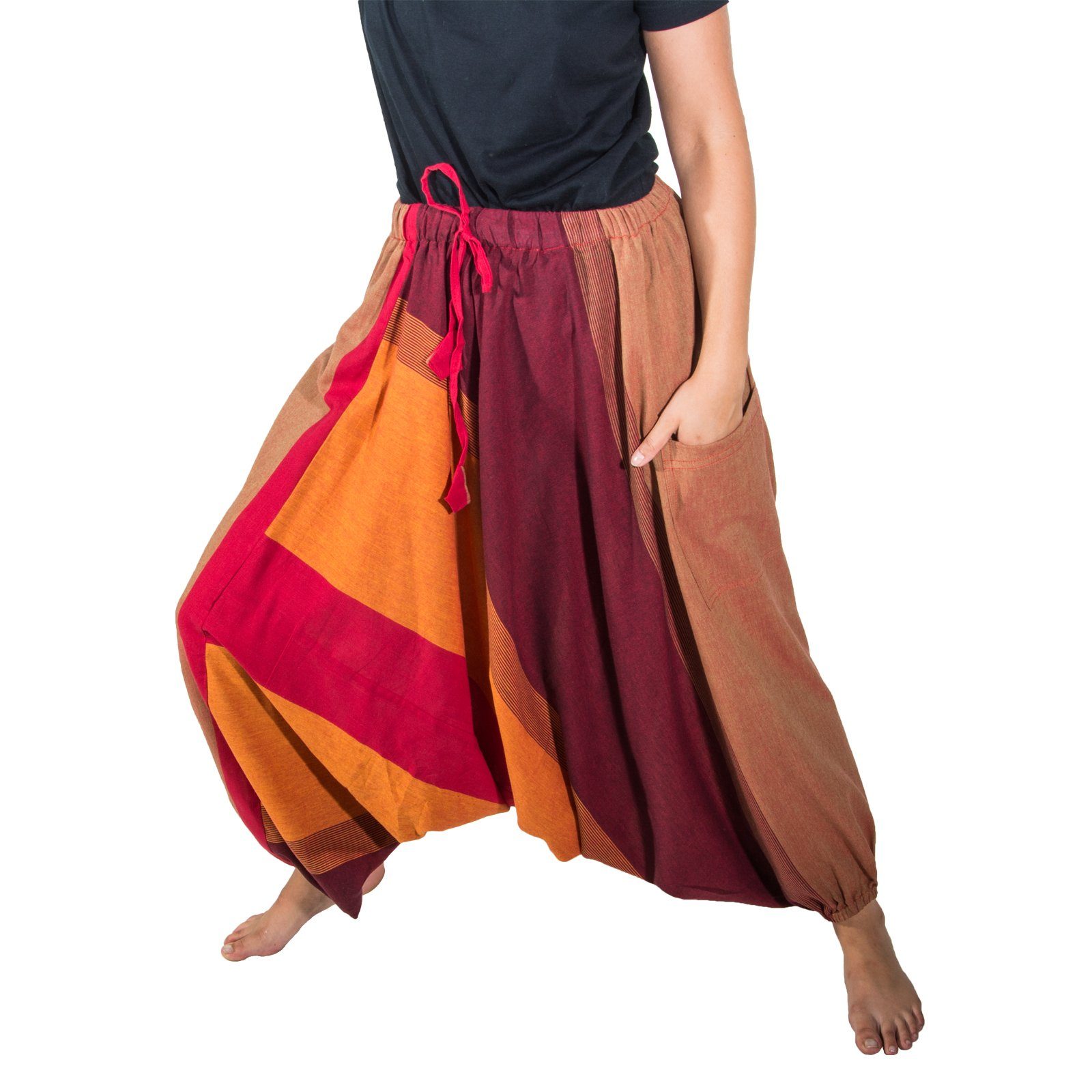 KUNST UND MAGIE Haremshose Unisex Haremshose onesize Bunt Hippie Goa Fair Boho Baggy Pluder-Hose