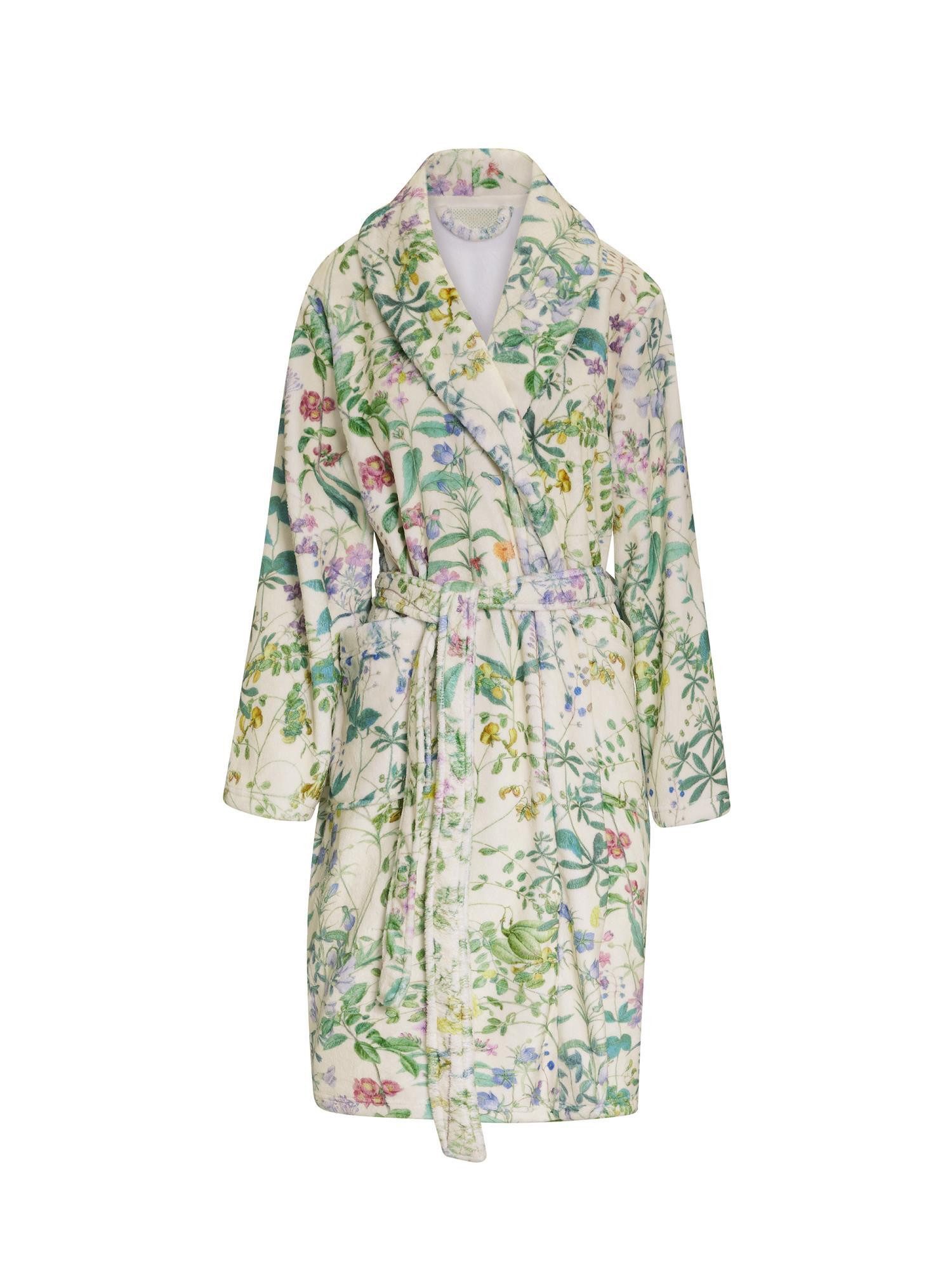 Essenza Damenbademantel Steff Augustine, Midilänge, Polyester, Schalkragen, mit Taschen, Gürtel, mit floralem Rijksmuseum-Print