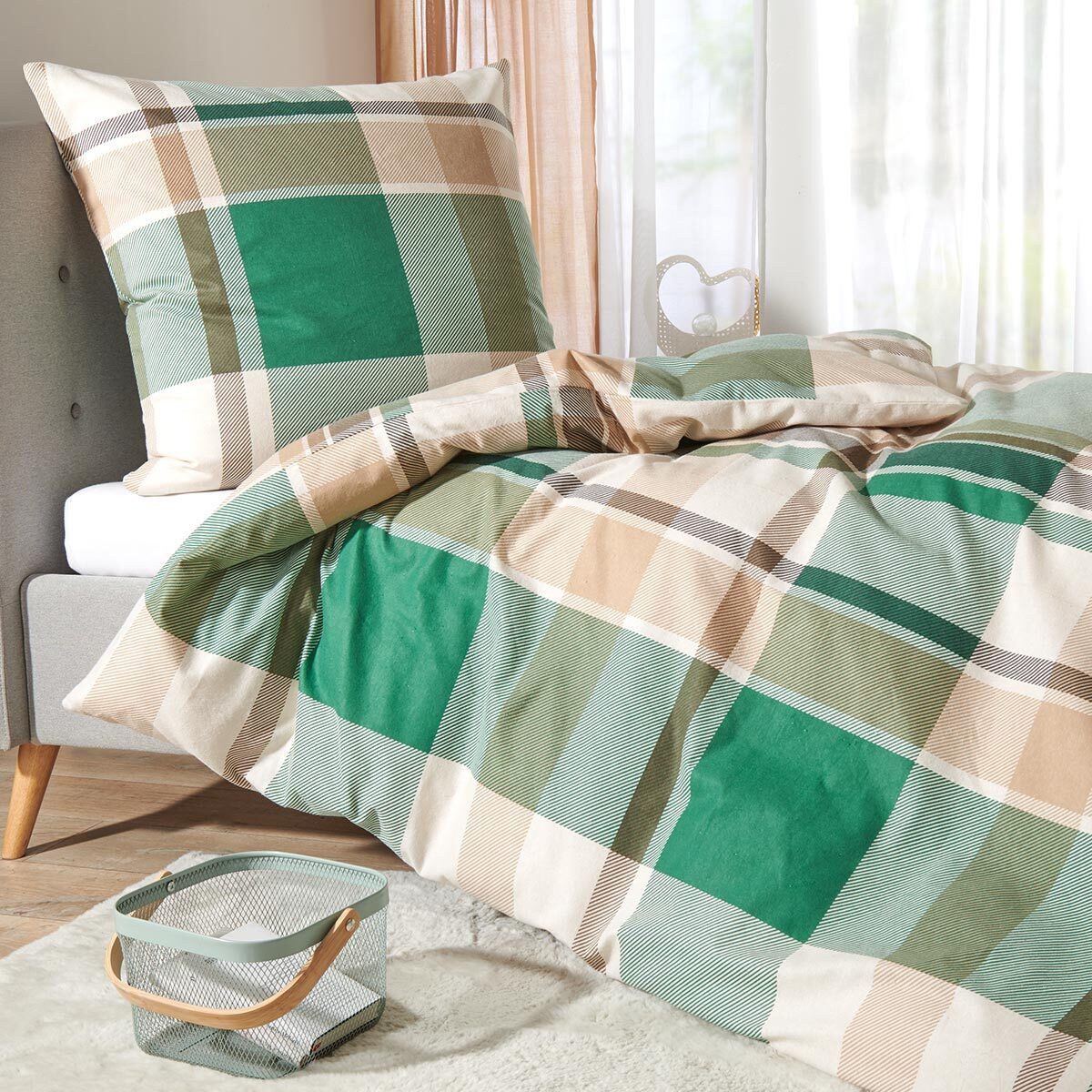 TRAUMSCHLAF Bettwäsche Lech grün, Flanell, 2 teilig, hochwertige Flanell Qu günstig online kaufen