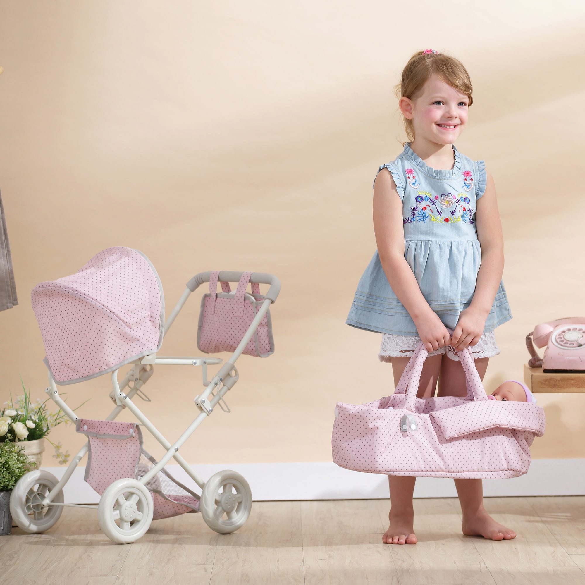 TEAMSON™ KIDS Puppenwagen mit einziehbarem Verdeck und Ablagefach – Bild 5 von 5