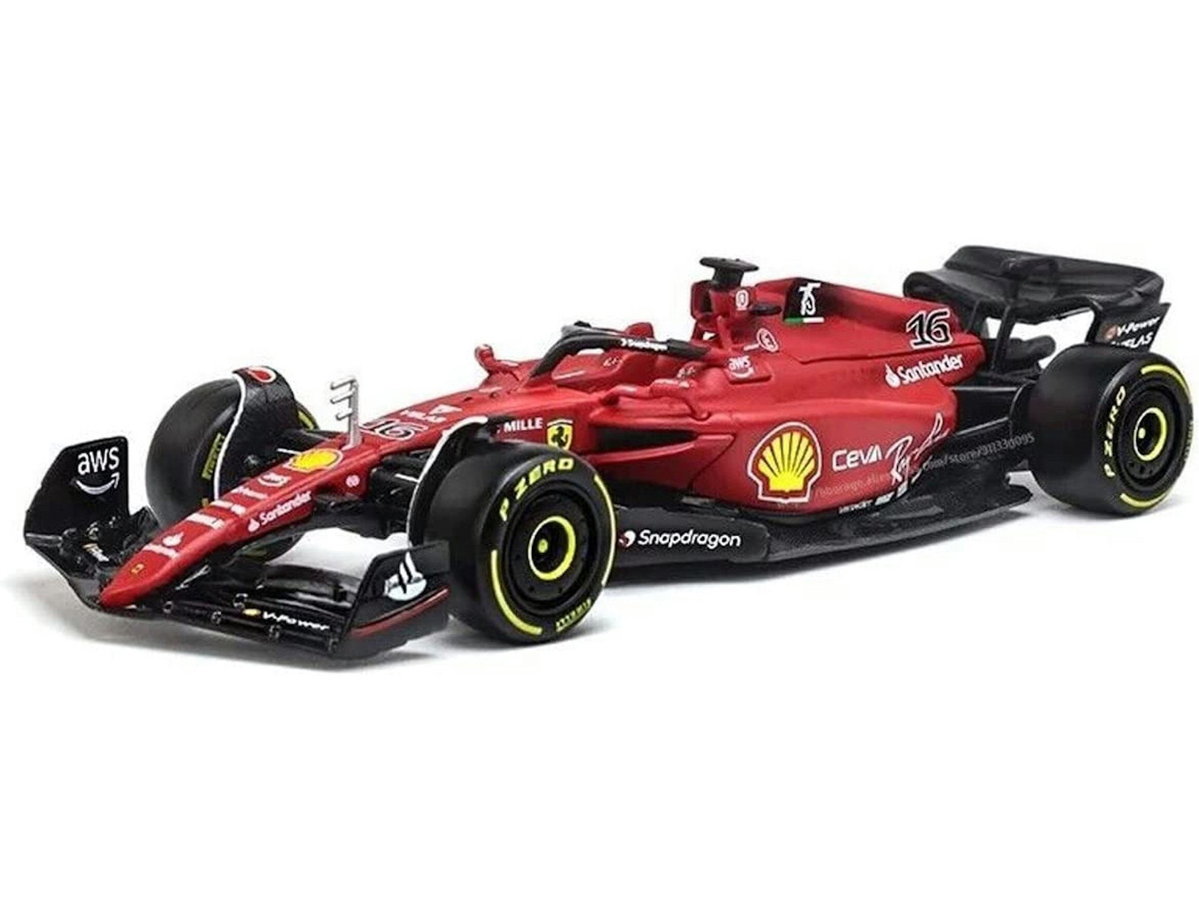 Bburago Spielzeug-Auto Modellauto - Ferrari Racing F1-75 Leclerc #16  (Maßstab 1:43), originalgetreu