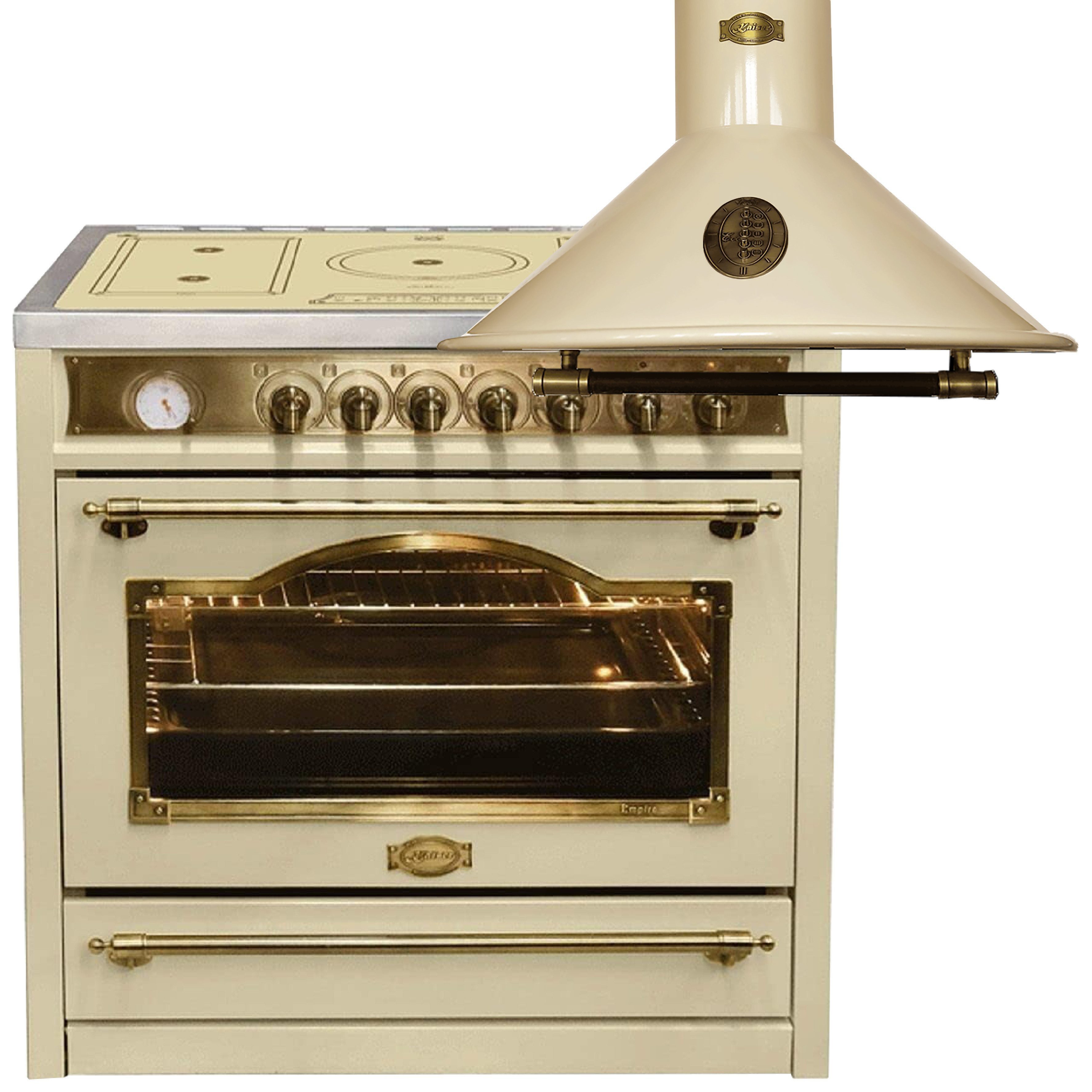 Kaiser Küchengeräte Induktions Herd-Set Elektro Standherd 90 cm,115 L+Dunstabzugshaube, 90 cm HC 93655 IElfEm+A 9423 ElfBE ECO, mit 1-fach-Teleskopauszug