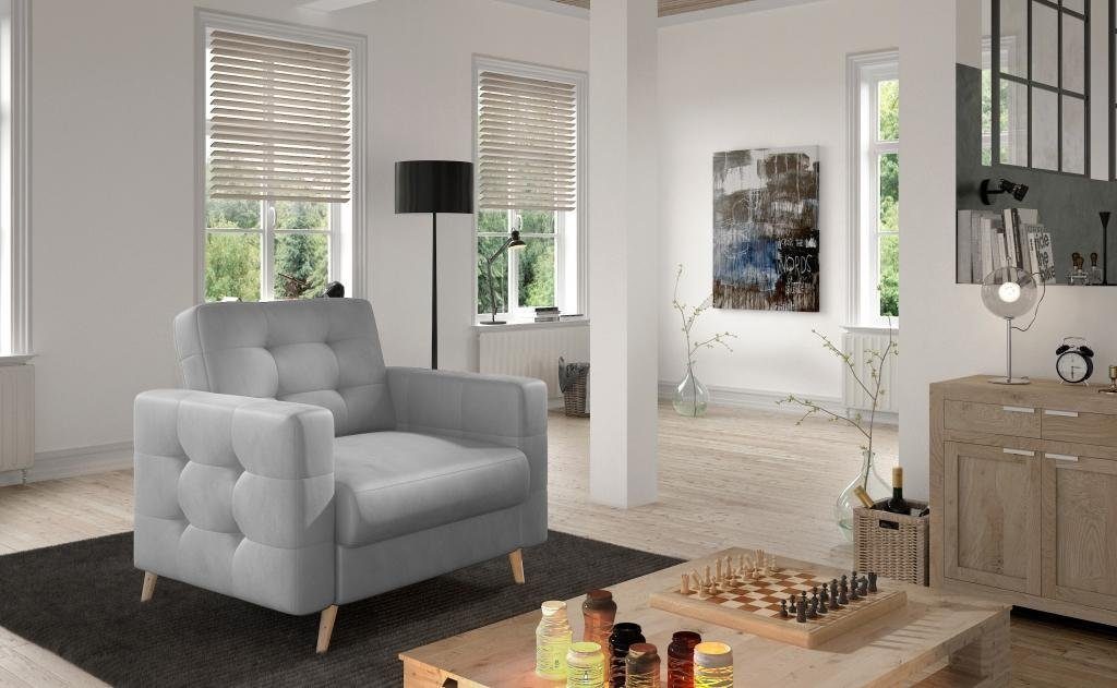 JVmoebel Relaxsessel Sessel Stuhl Esszimmer Fernseh Lounge Sitz Grün Modern Design Grau