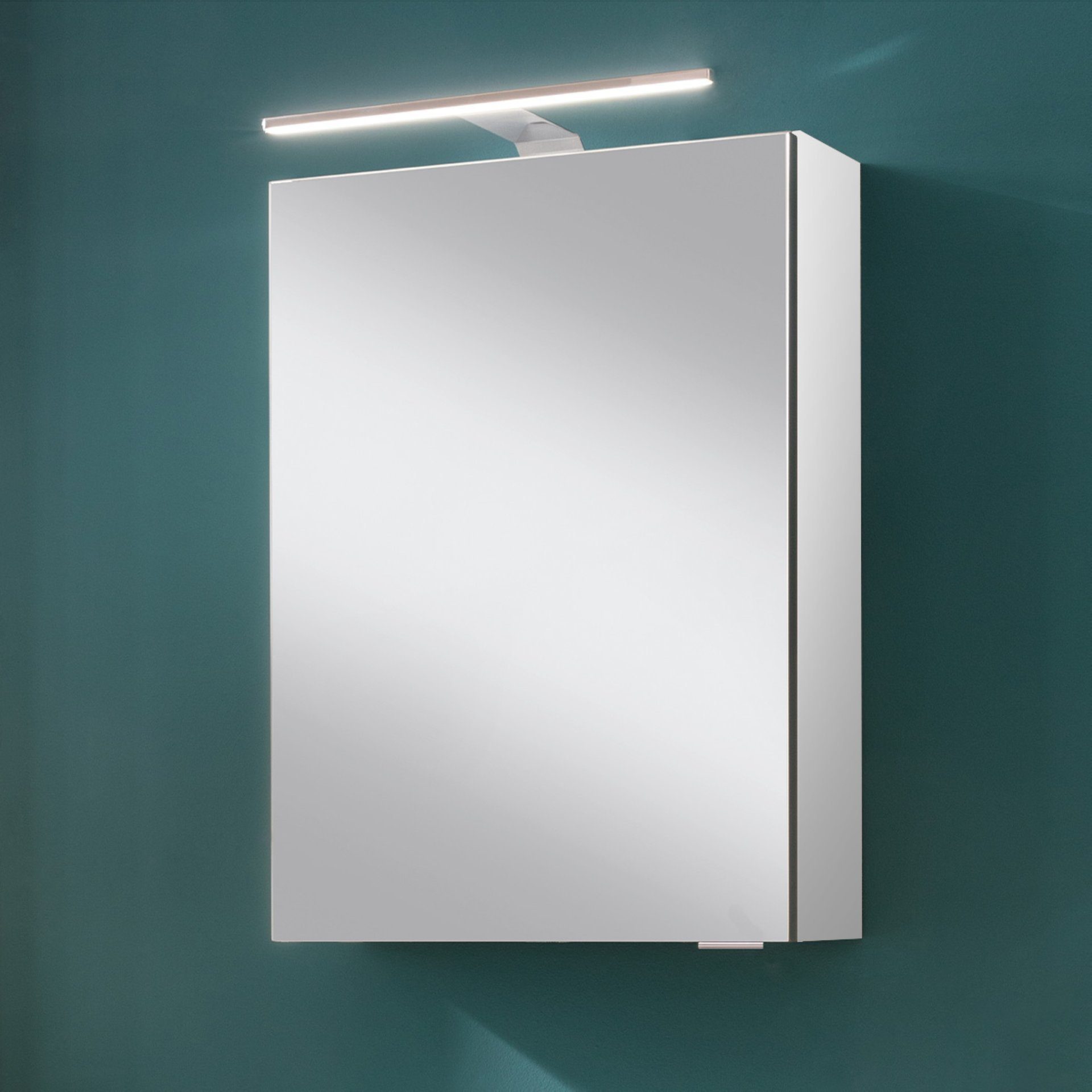 FACKELMANN Badezimmerspiegelschrank SCENO Spiegelschrank mit LED-Beleuchtung – Alibertschrank – Tür rechts