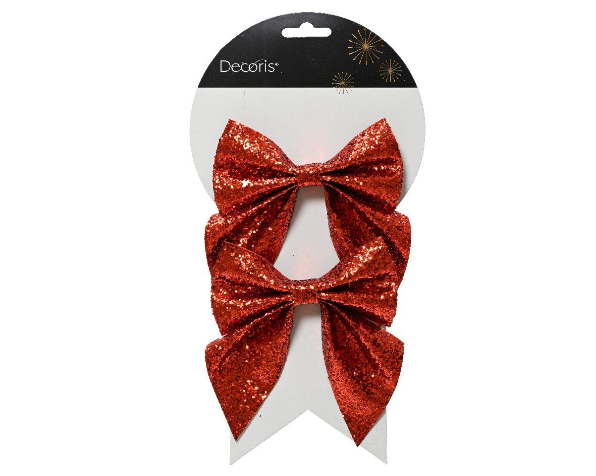 Kaemingk Christbaumschmuck, Schleifen mit Clip 12cm 2er Set rot