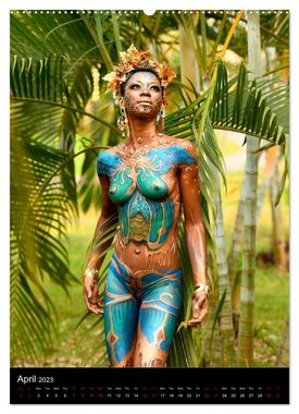CALVENDO Wandkalender Equatorial Guinea Bodypainting Festival (Premium-Calendar 2023 DIN A2 Portrait)
