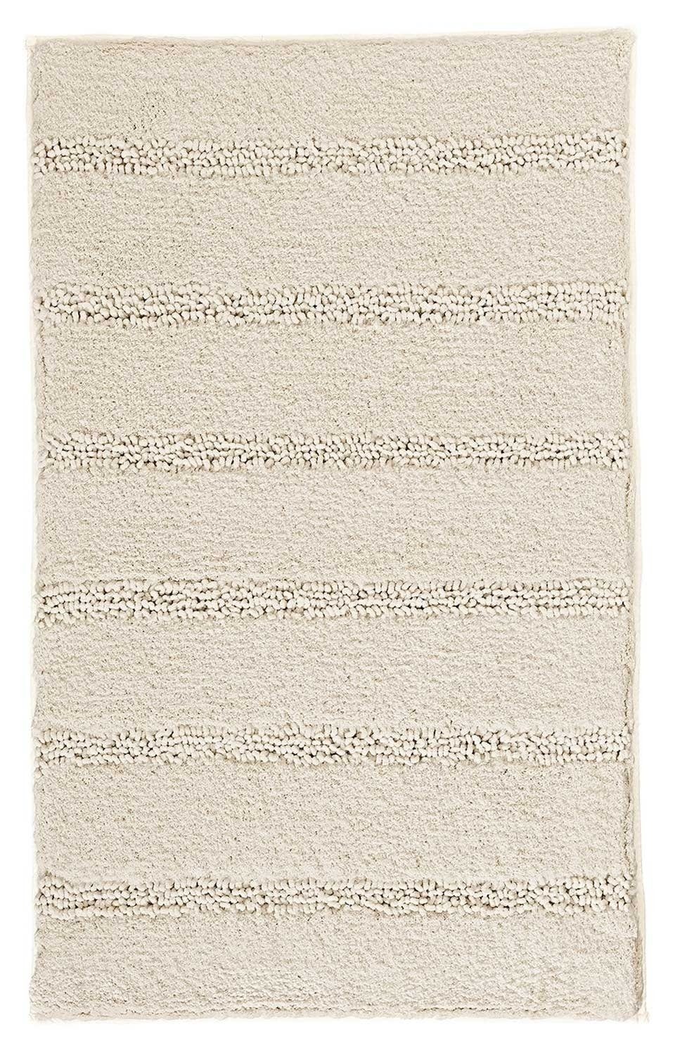 Badematte MONROVIA, Beige, 100 x 60 cm, Muster, Höhe 23 mm, rutschhemmend beschichtet, fußbodenheizungsgeeignet, Polyester, rechteckig, waschbar sand/beige