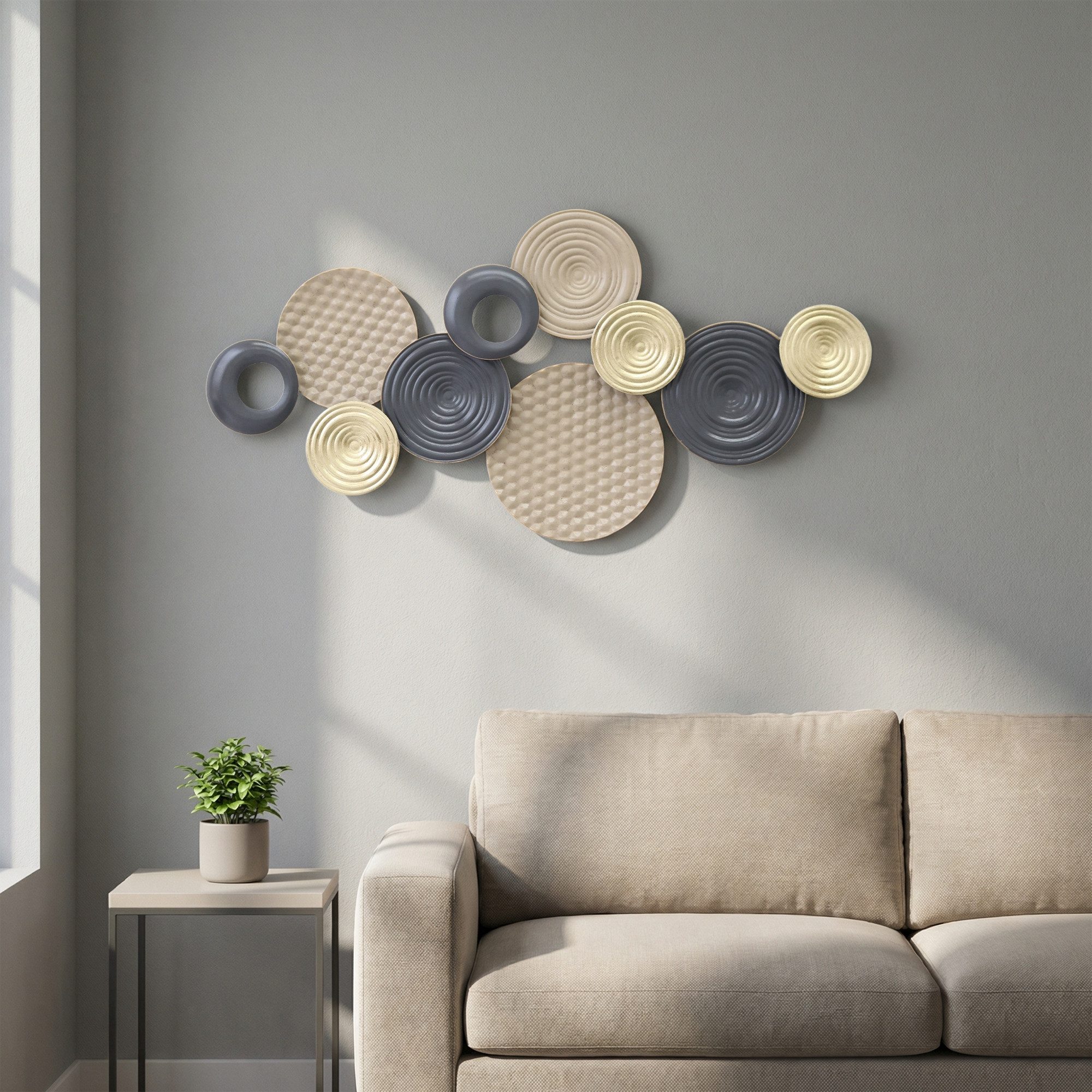 HOMCOM Wandbild Metallbild Wandskulptur mit 3D Design, Abstrakt (Wanddeko, 1 St), für Schlafzimmer
