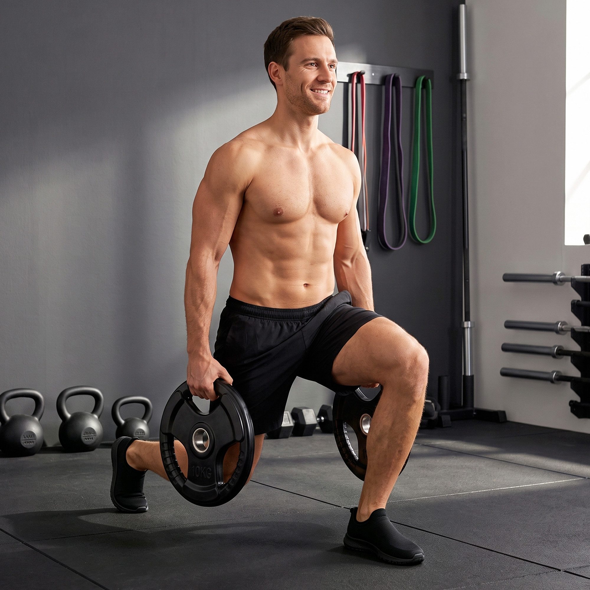 SPORTNOW Hantelscheiben 2er-Set, Tri-Grip 2 x 10 KG gummierte Olympiascheiben, 20 kg, (mit 5 cm Bohrung, drei Griffen, 2-tlg., Gewichtsscheiben), für Gewichtheben, Krafttraining