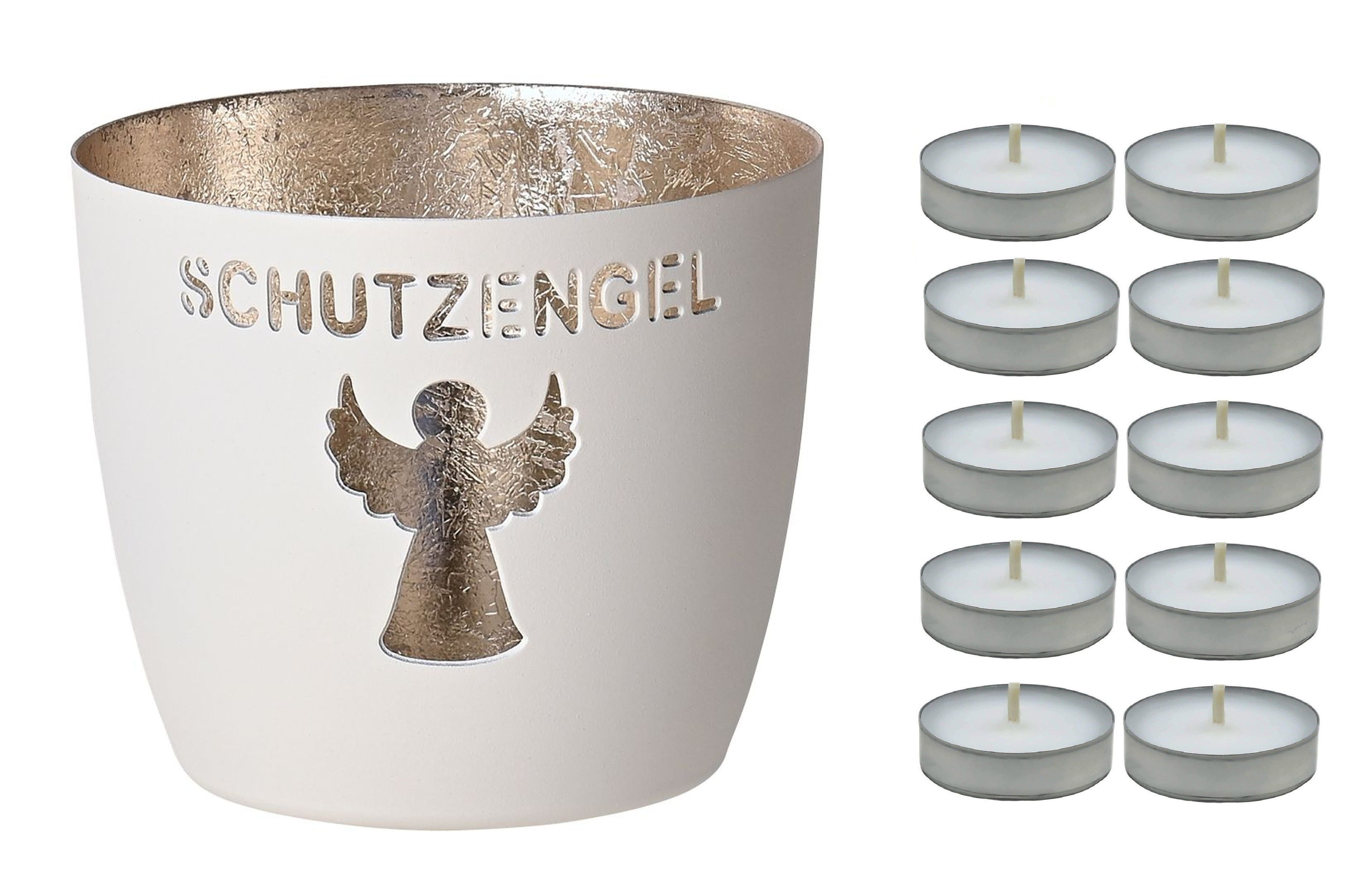Giftcompany Kerzenhalter Giftcompany - Windlicht Madras mit 10 Teelichter "Schutzengel" Weiß M