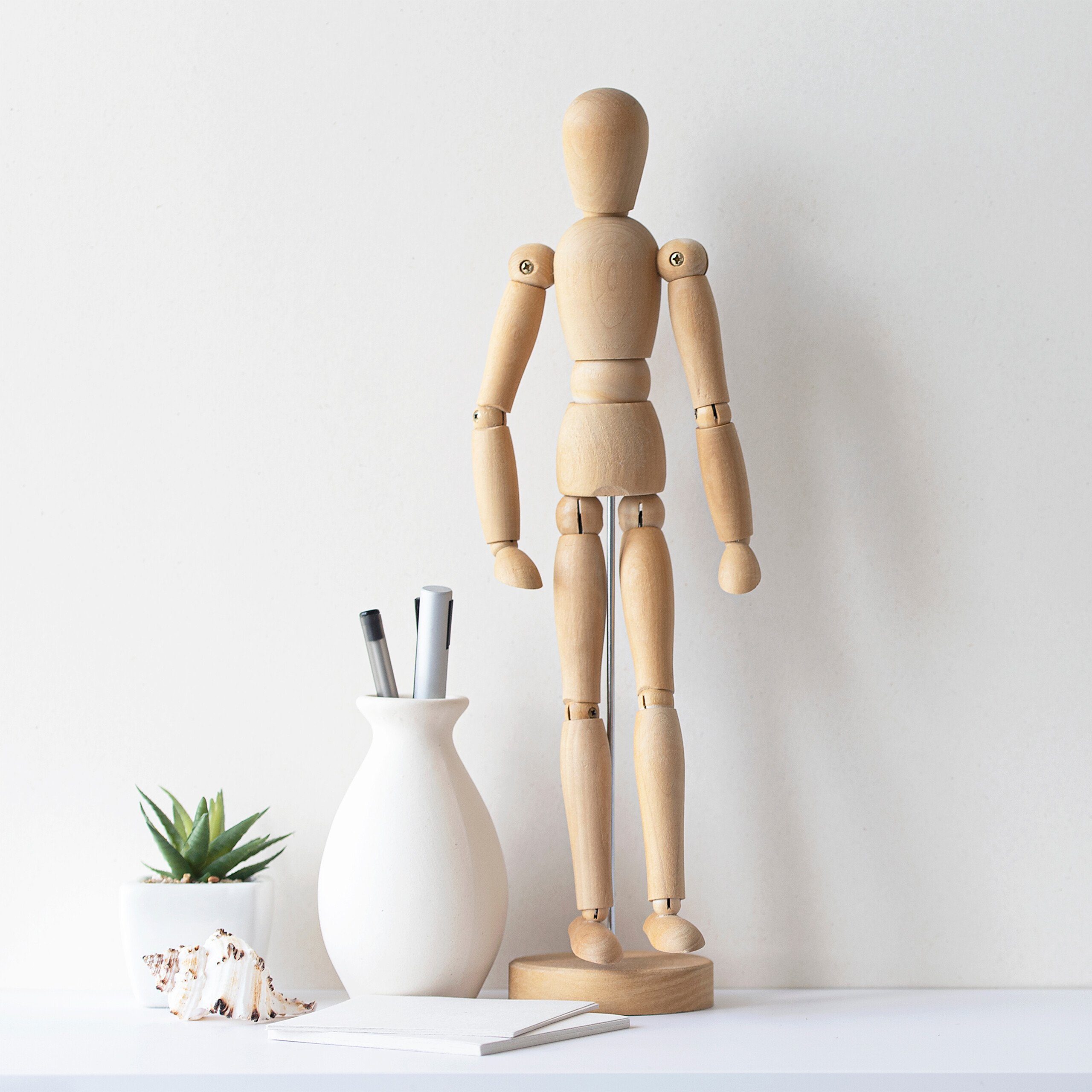 relaxdays Malvorlage 2er Set Gliederpuppe 30 cm