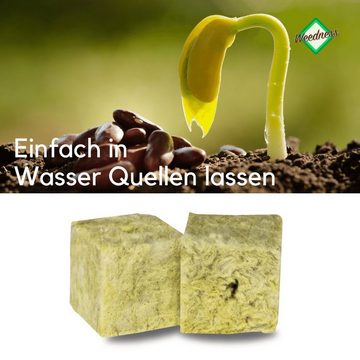 Weedness Gartenbau-Substrat Steinwolle Würfel Anzucht für Steckling Pflanzenanzucht Aufzuchterde 4x4x4,5 cm, (1-St)