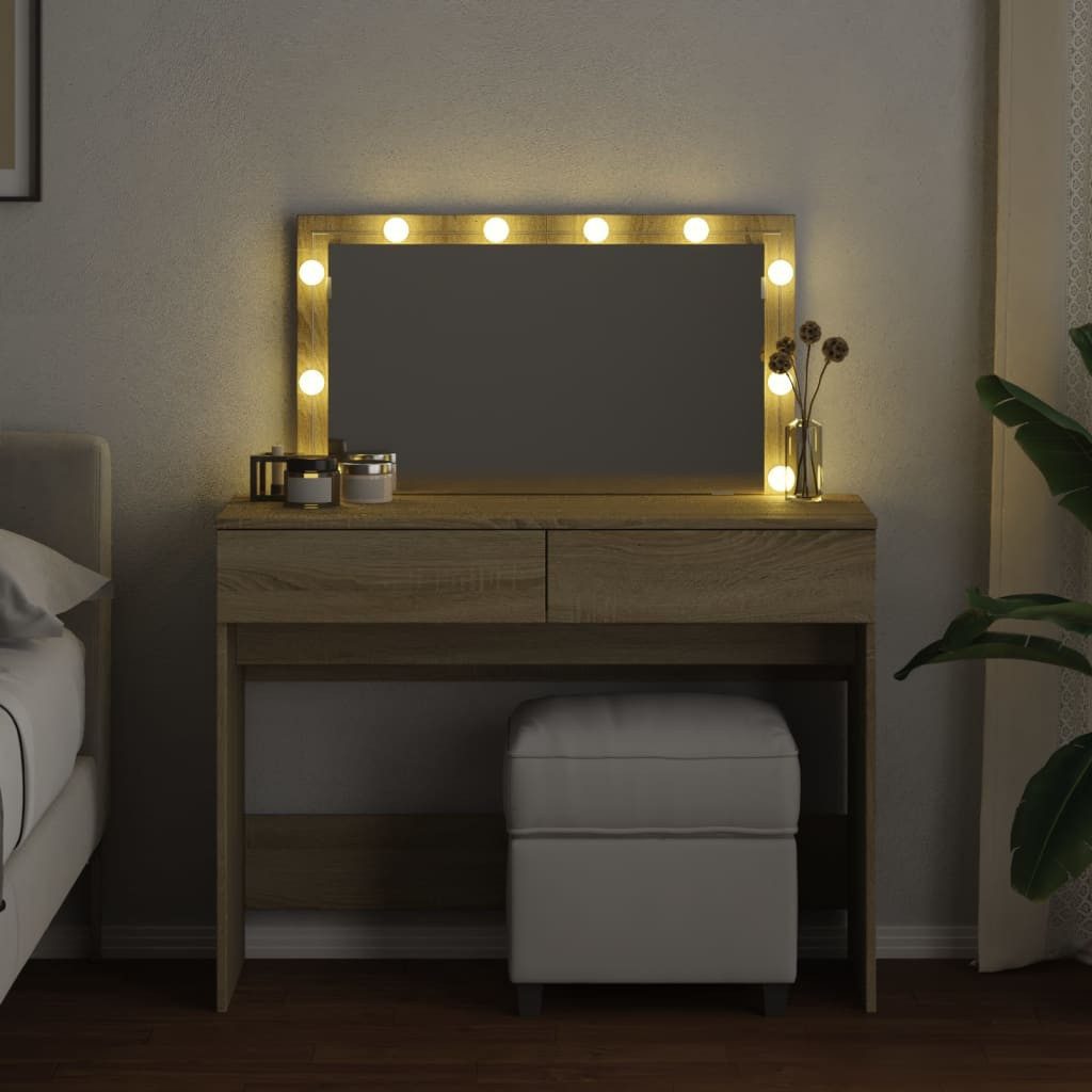 vidaXL Schminktisch Schminktisch mit LED-Beleuchtung Sonoma-Eiche günstig online kaufen