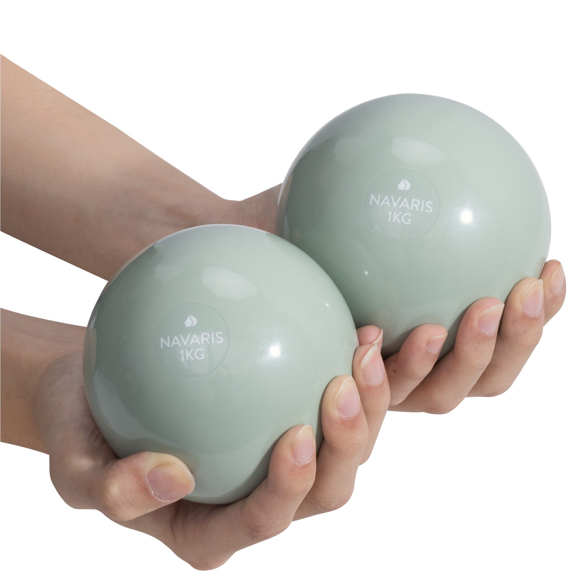Navaris Beckenbodentrainer 2x Gymnastikball klein für Pilates 1kg Pilates Ball Medizinball Set, 1-tlg., Pilatesball Fitnessball klein mit 1kg Gewicht - Gymnastik Ball Set