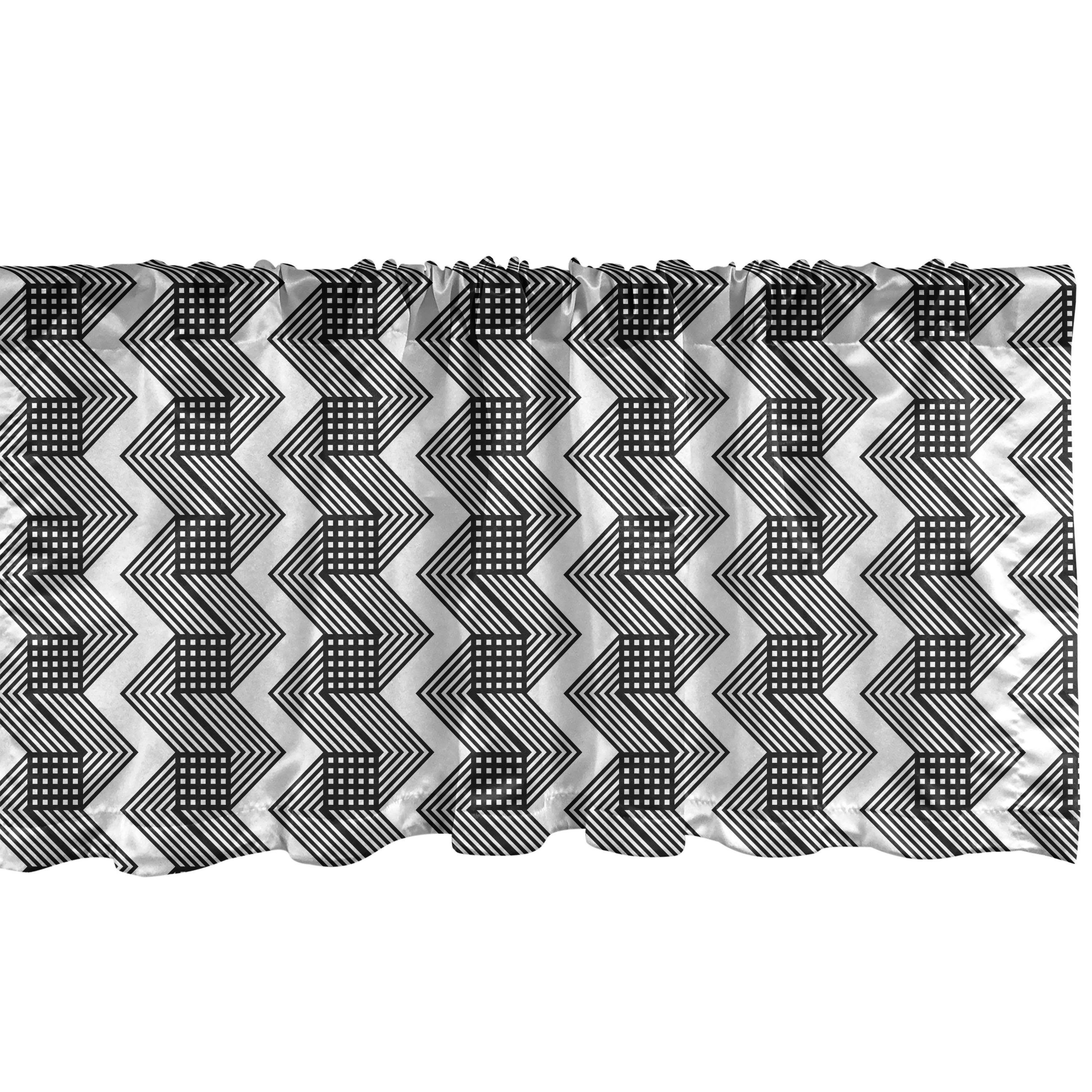 Laden Scheibengardine Vorhang Volant für mit Dekor Zigzags und Cage Microfaser, Küche Schlafzimmer Stangentasche, Geometrisch Abakuhaus, Squares