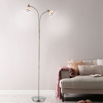 etc-shop LED Stehlampe, Leuchtmittel inklusive, Warmweiß, Steh Lampe Schlaf Zimmer Glas Decken Fluter Alt Messing