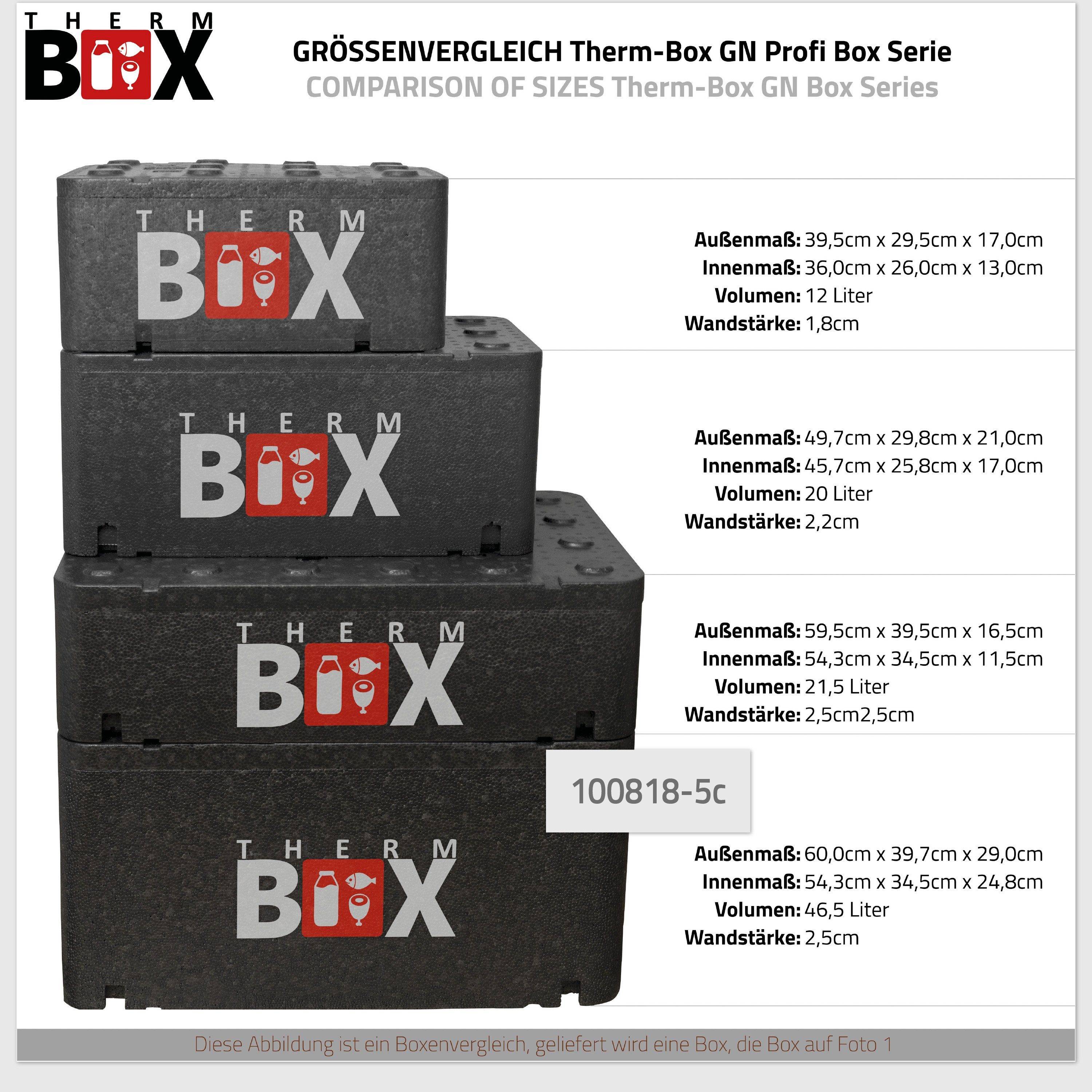Kühlkissen, Innen: Kühlkissen), Profibox 46,45L Styropor-Piocelan, THERM-BOX für mit (0-tlg., Thermobehälter GN1 5 Kühlbox Kühlakku Thermbox mit Transportbox 54x34x24cm