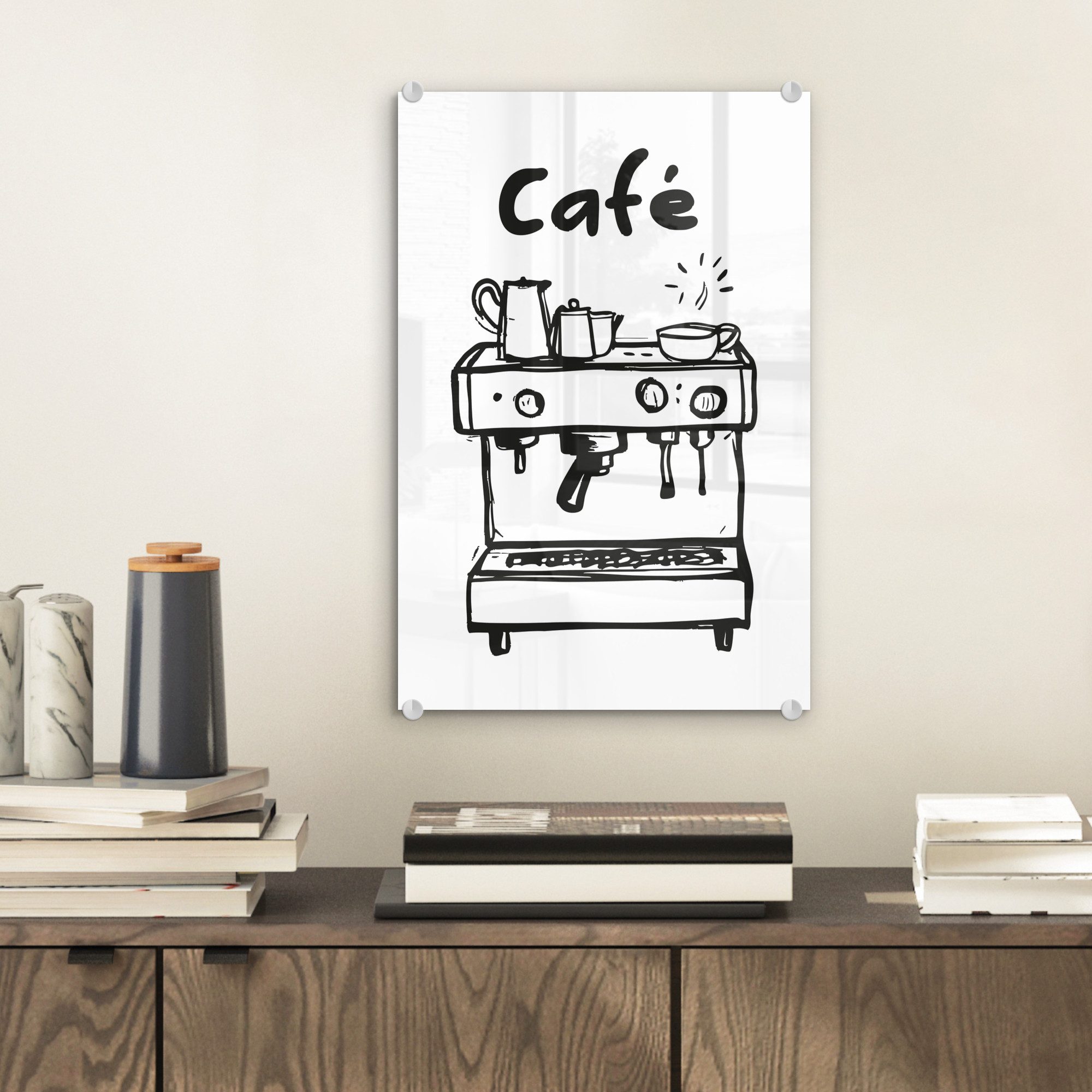 MuchoWow Acrylglasbild Illustration - Cafe - günstig online kaufen